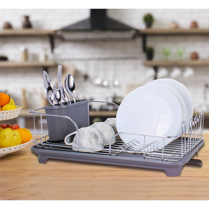 Continental Homeware Dish Rack Chrome & Grey Plastic CH614