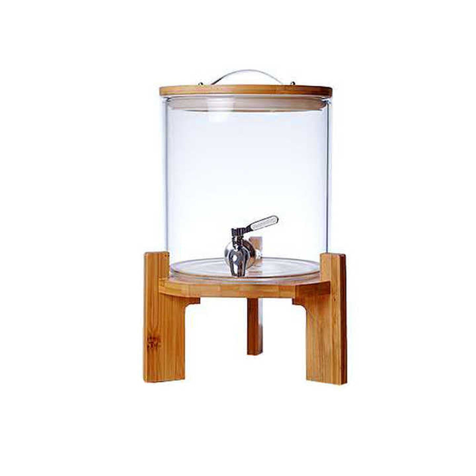 Beverage Dispenser 5L Borosilicate Glass with Wooden Lid & Stand