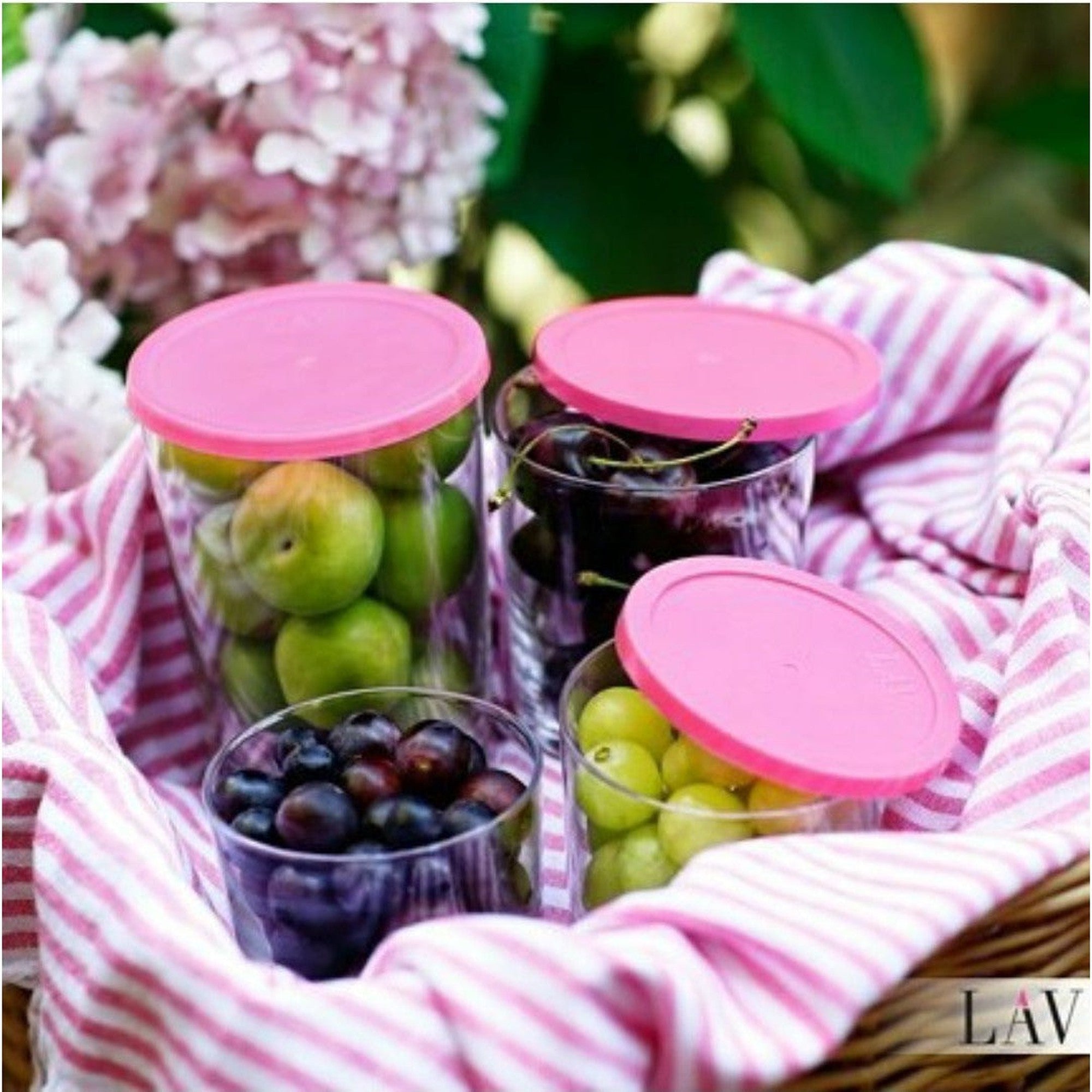 LAV Glass Canister Jar 300ml Pink Lid SGN674