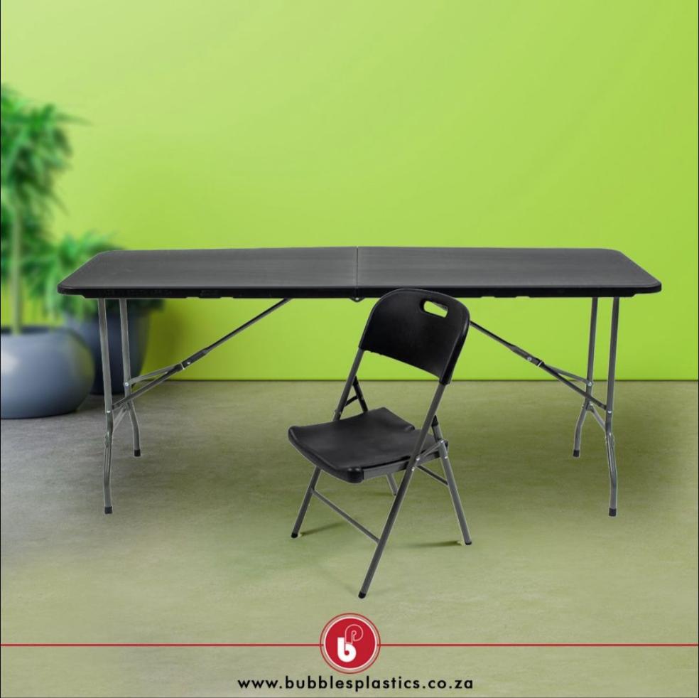 1.8m Folding Trestle Table 6ft Black
