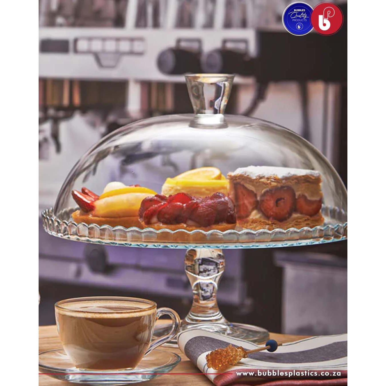 Pasabahce Patisserie Cake Dome 322mm with Serving Base Tray Footed Stand