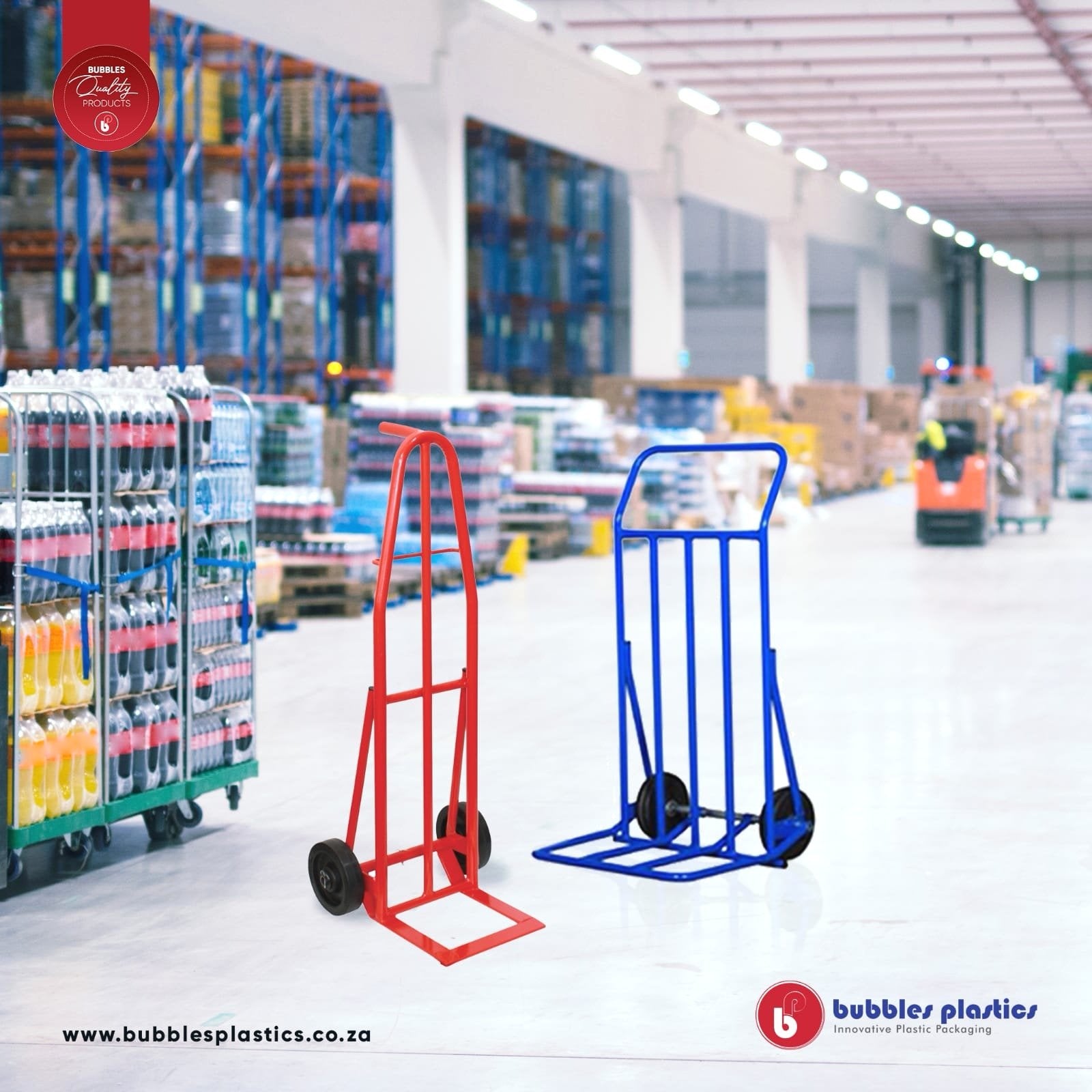 Folding Nose Trolley FN2 - 62cm Base & Blue Powder Coated
