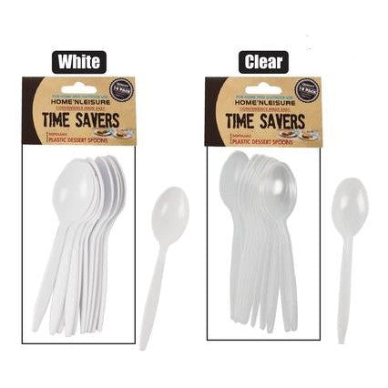 Time Savers Disposable Picnic Cutlery Teaspoon Plastic 24pc Clear or White
