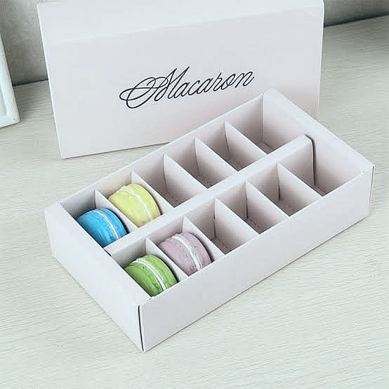 Macaron Display Gift Box with Slide Cover 20x10.5x5cm fits 12