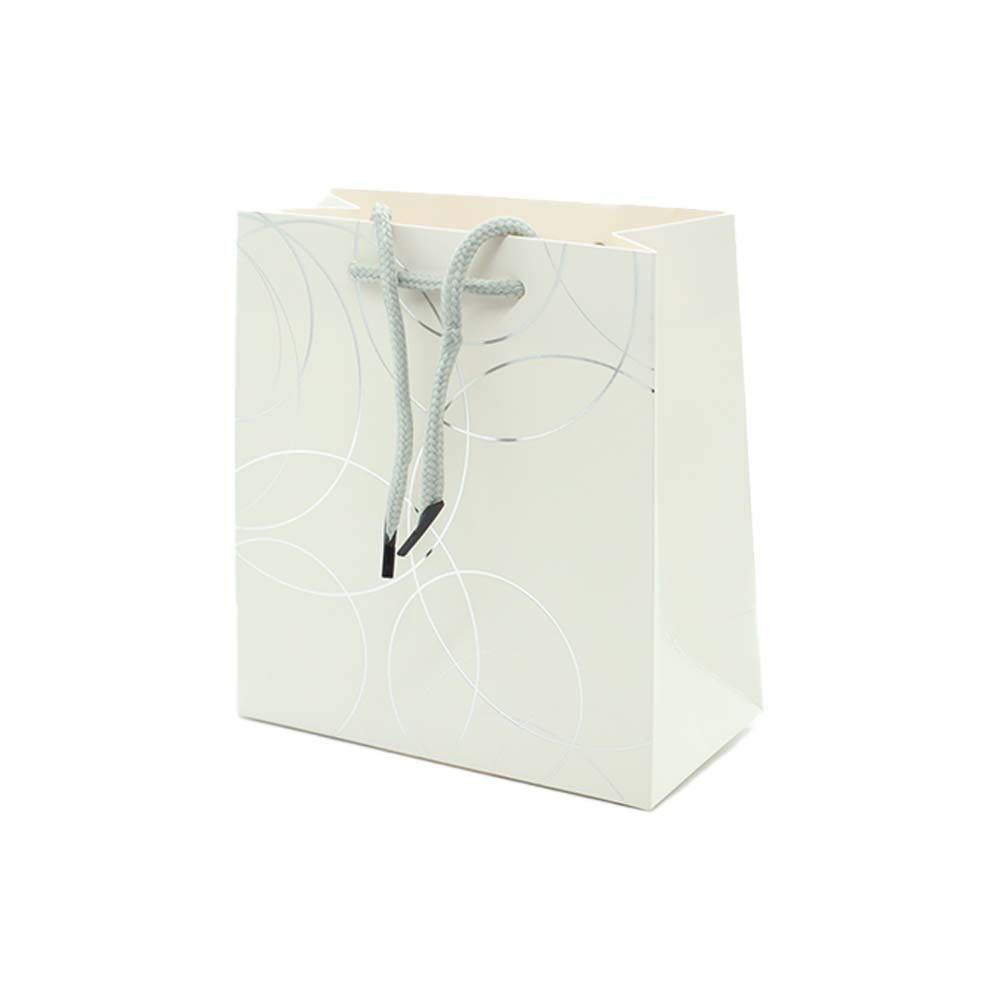 Gift Paper Bag Silver Cirlces 14x15cm Extra Small