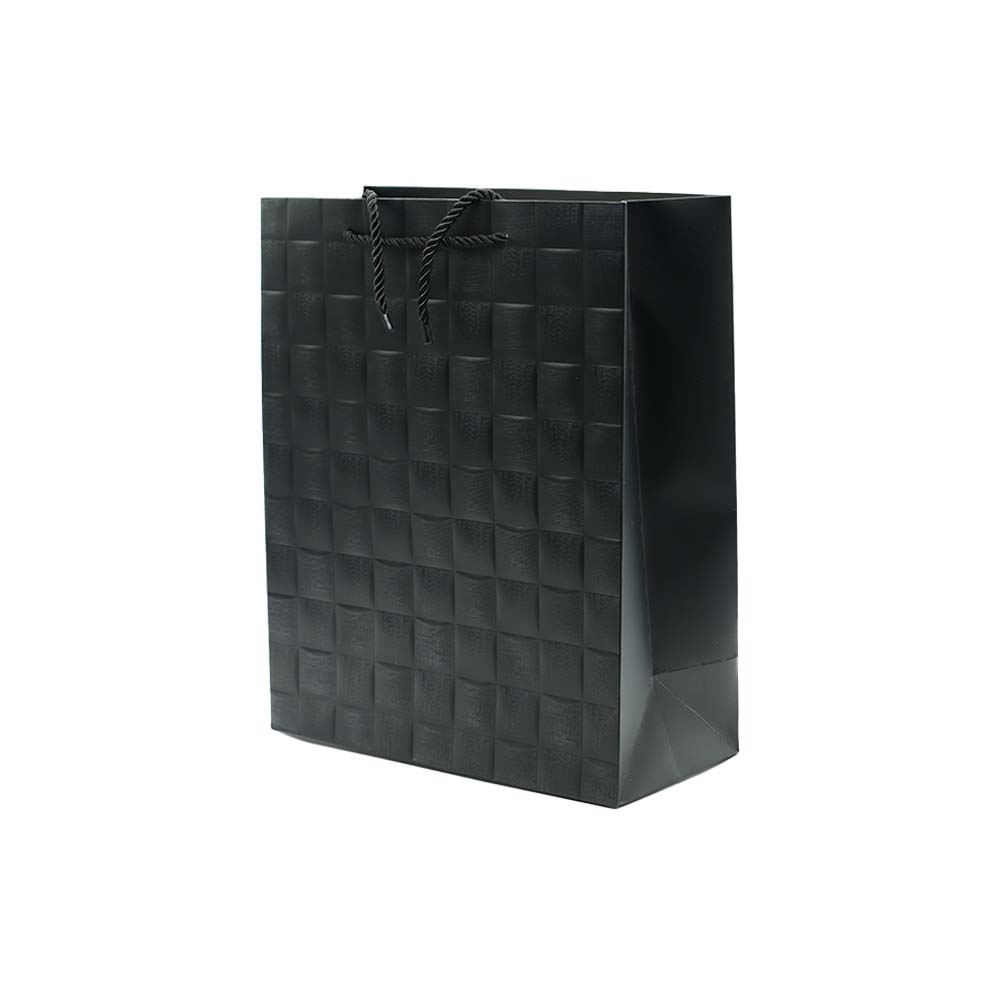 Gift Paper Bag Check Embossed 26x32cm Large