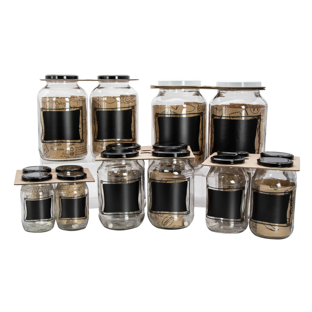 Regent Glass Storage Jar 1L 4pack with Chalkboard Notes 172x100mm 10504