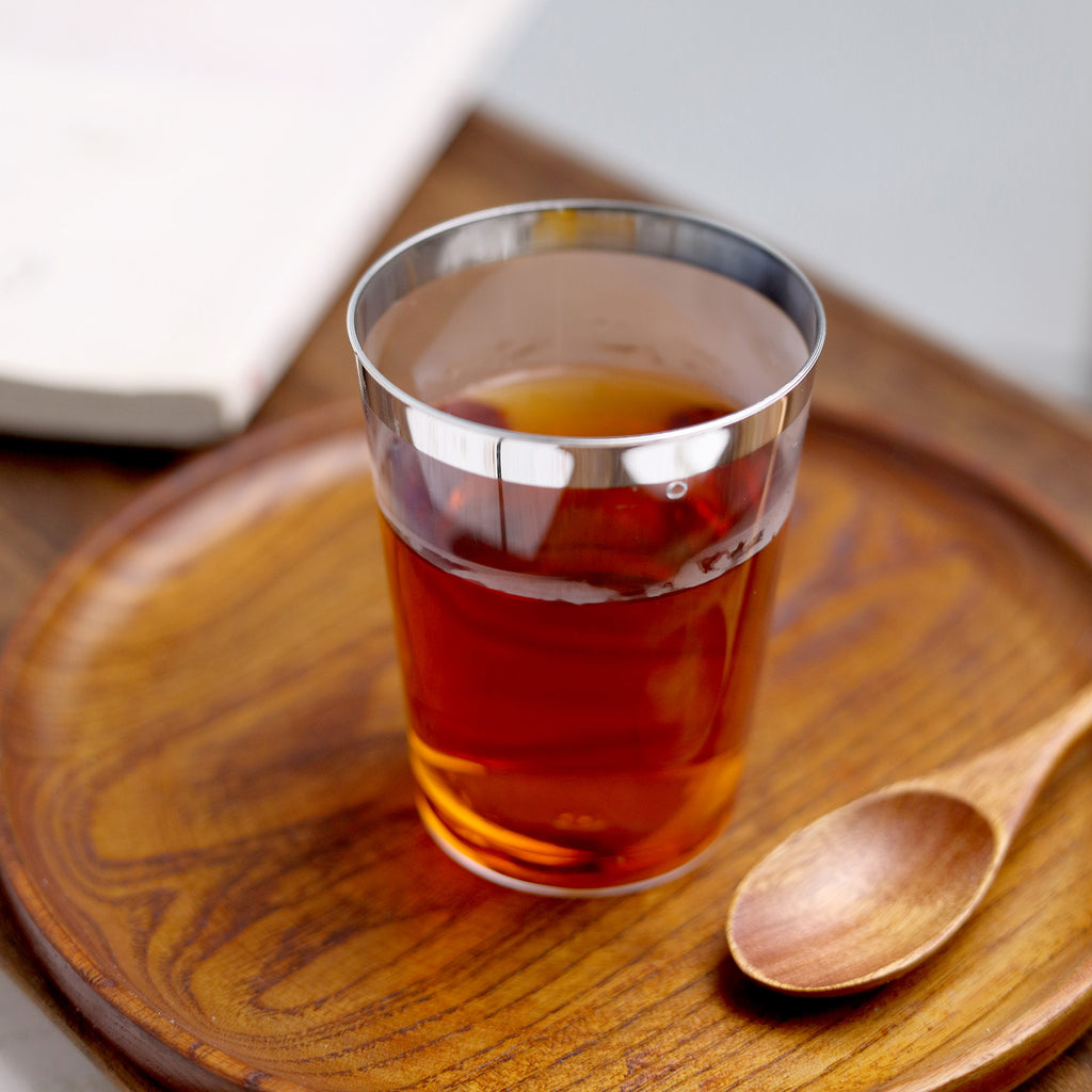 Disposable Plastic Acrylic 300ml Party Smoothie Cup with Metallic Silver Rim 10pack