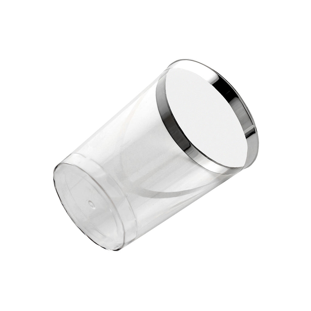 Disposable Plastic Acrylic 215ml Party Smoothie Cup with Metallic Silver Rim 6pack