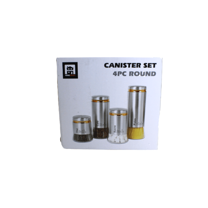 Glass Canister 4pc Set Stainless Steel Cover GL2838