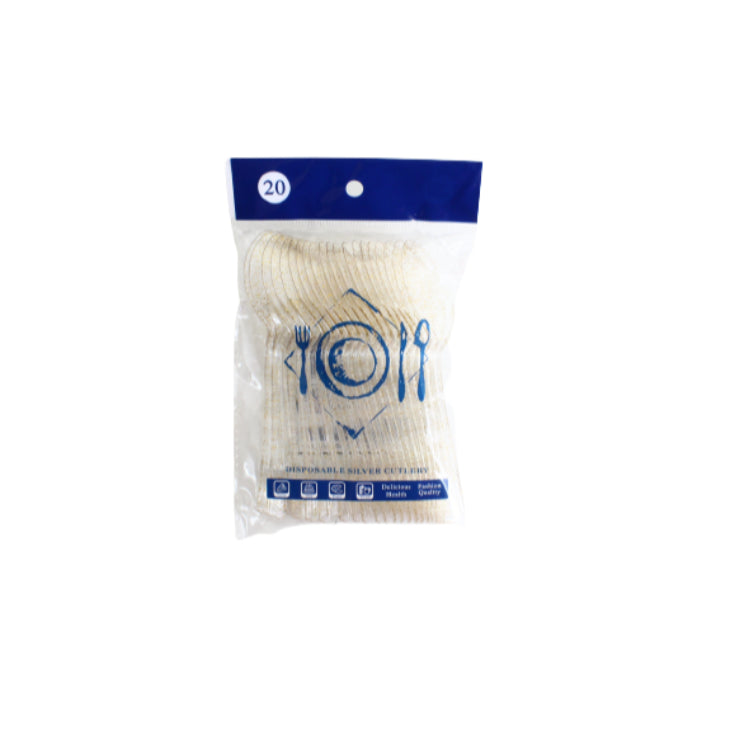 Disposable Plastic Spoons Clear Gold 14cm 20pack XP1223