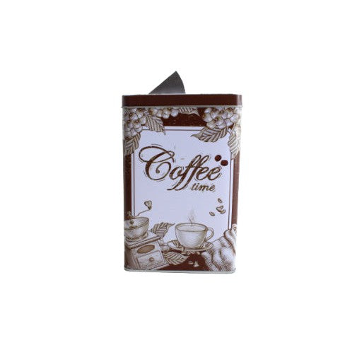 Gift Metal Container Tin Coffee Print Rect XTIN044