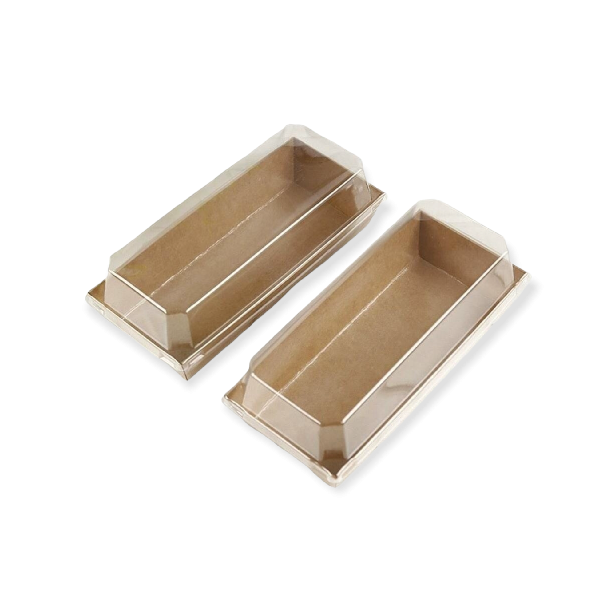 Kraft Paper Food Lunch Box 20x12.5x3cm with Clear Plastic Lid