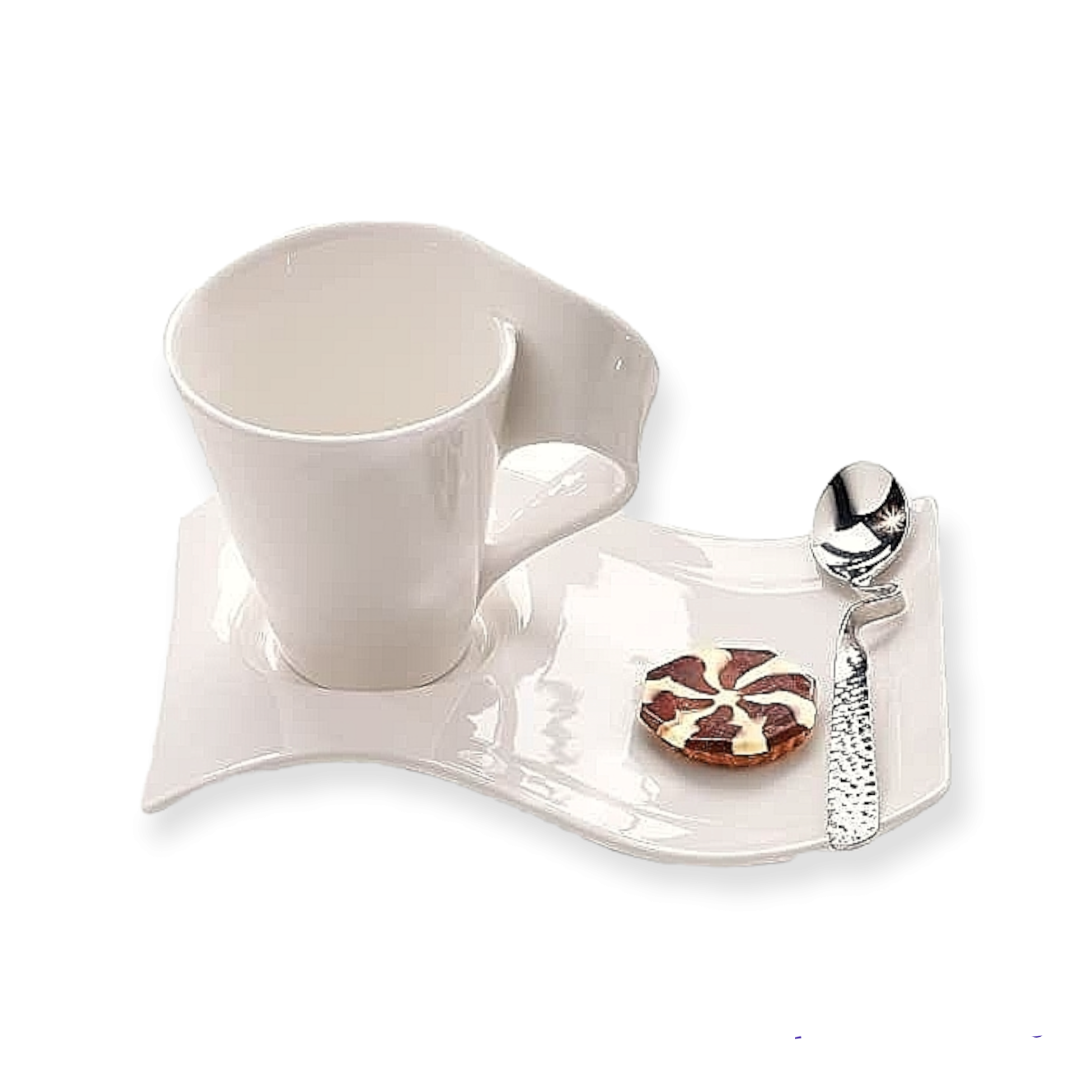 Wavy Cup & Saucer Set 190ml with Spoon