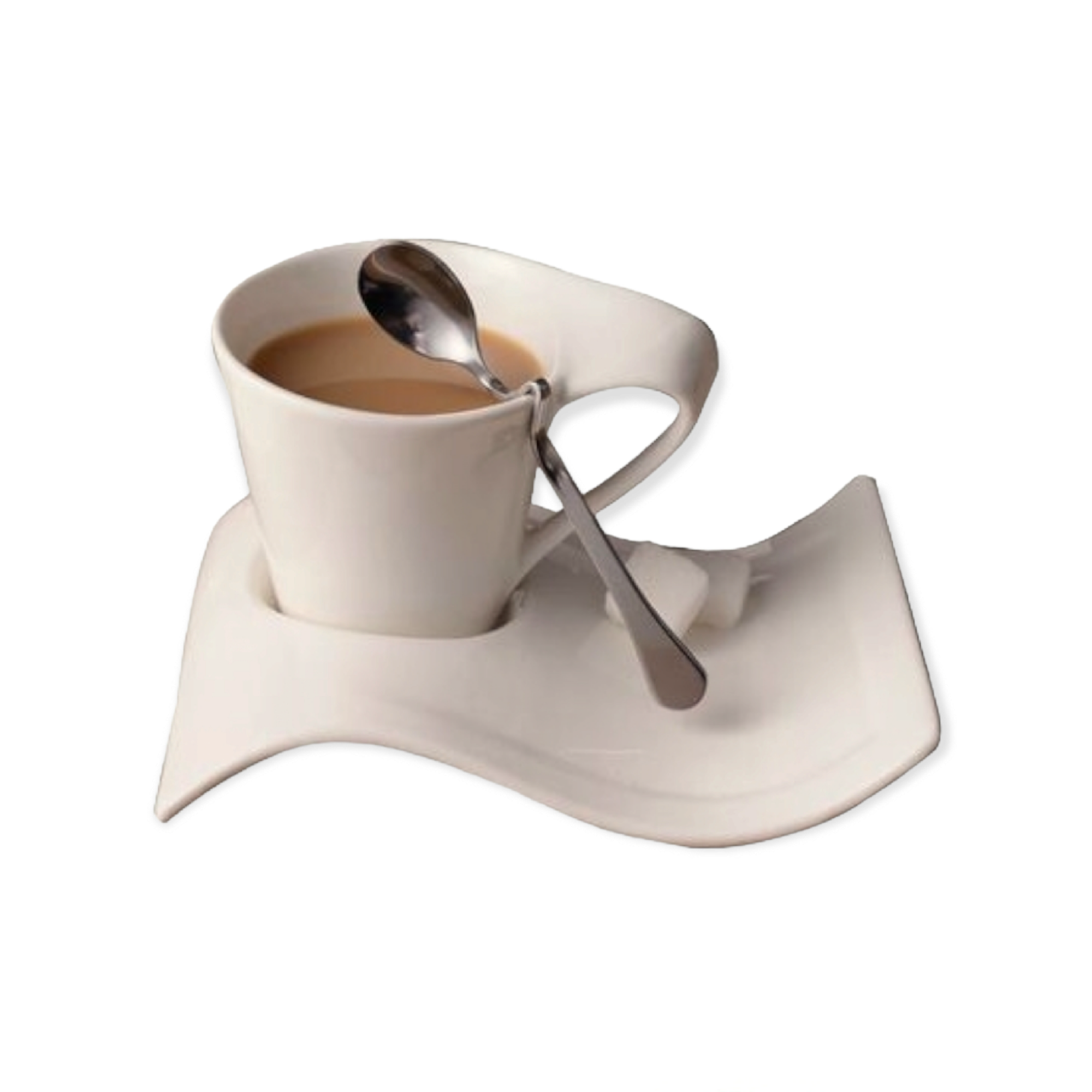 Wavy Cup & Saucer Set 190ml with Spoon