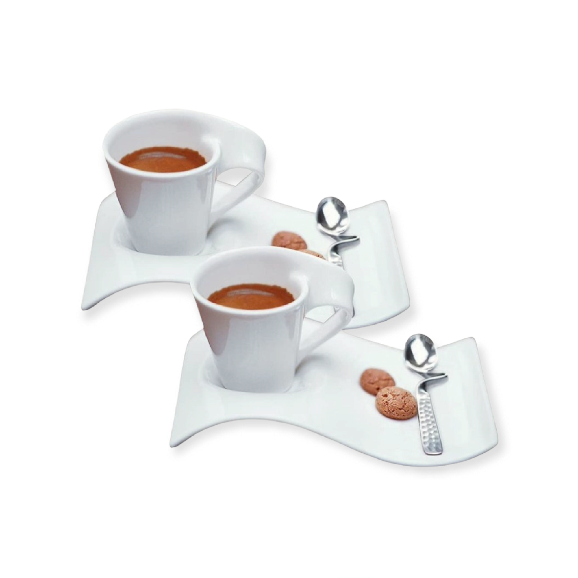 Wavy Cup & Saucer Set 190ml with Spoon