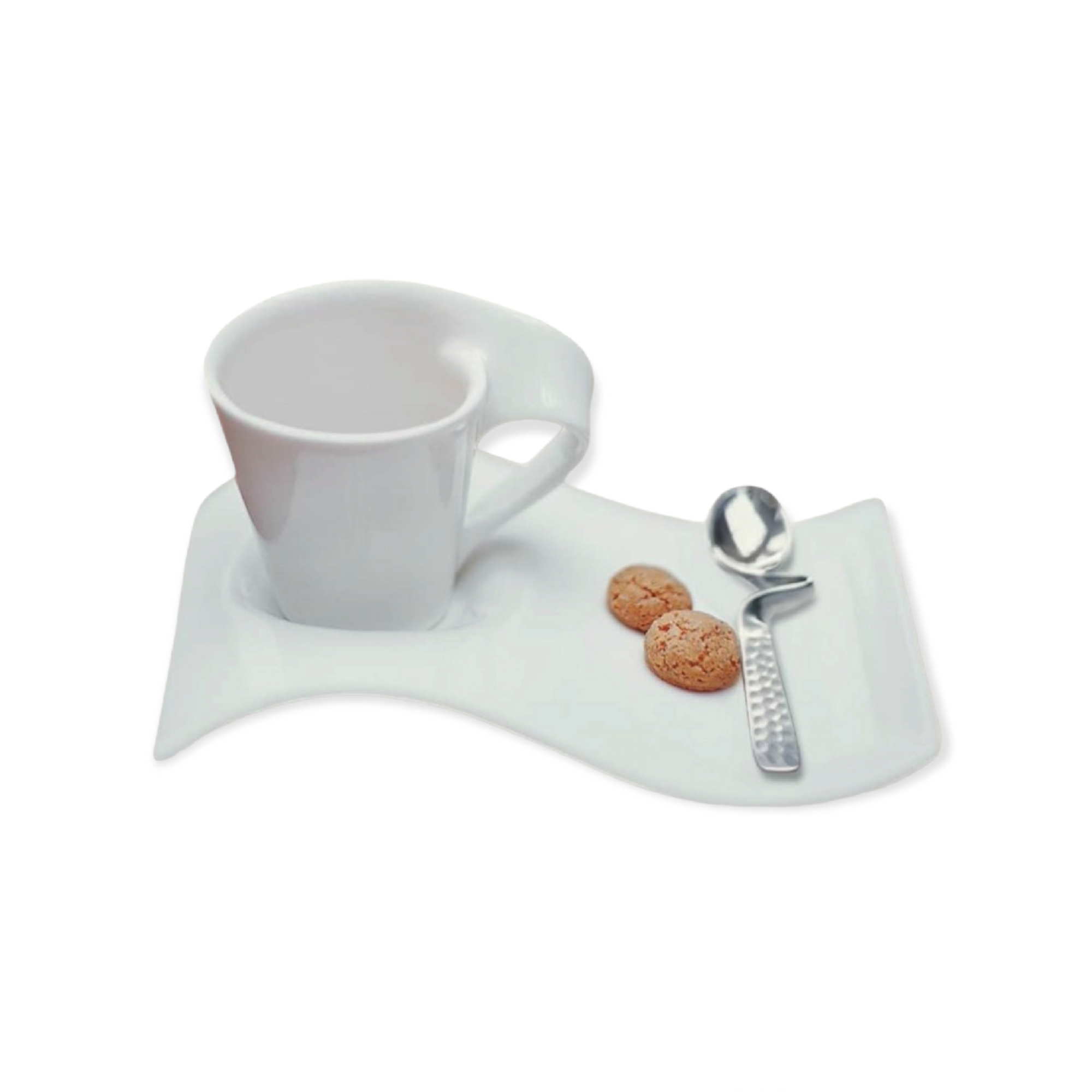 Wavy Cup & Saucer Set 190ml with Spoon
