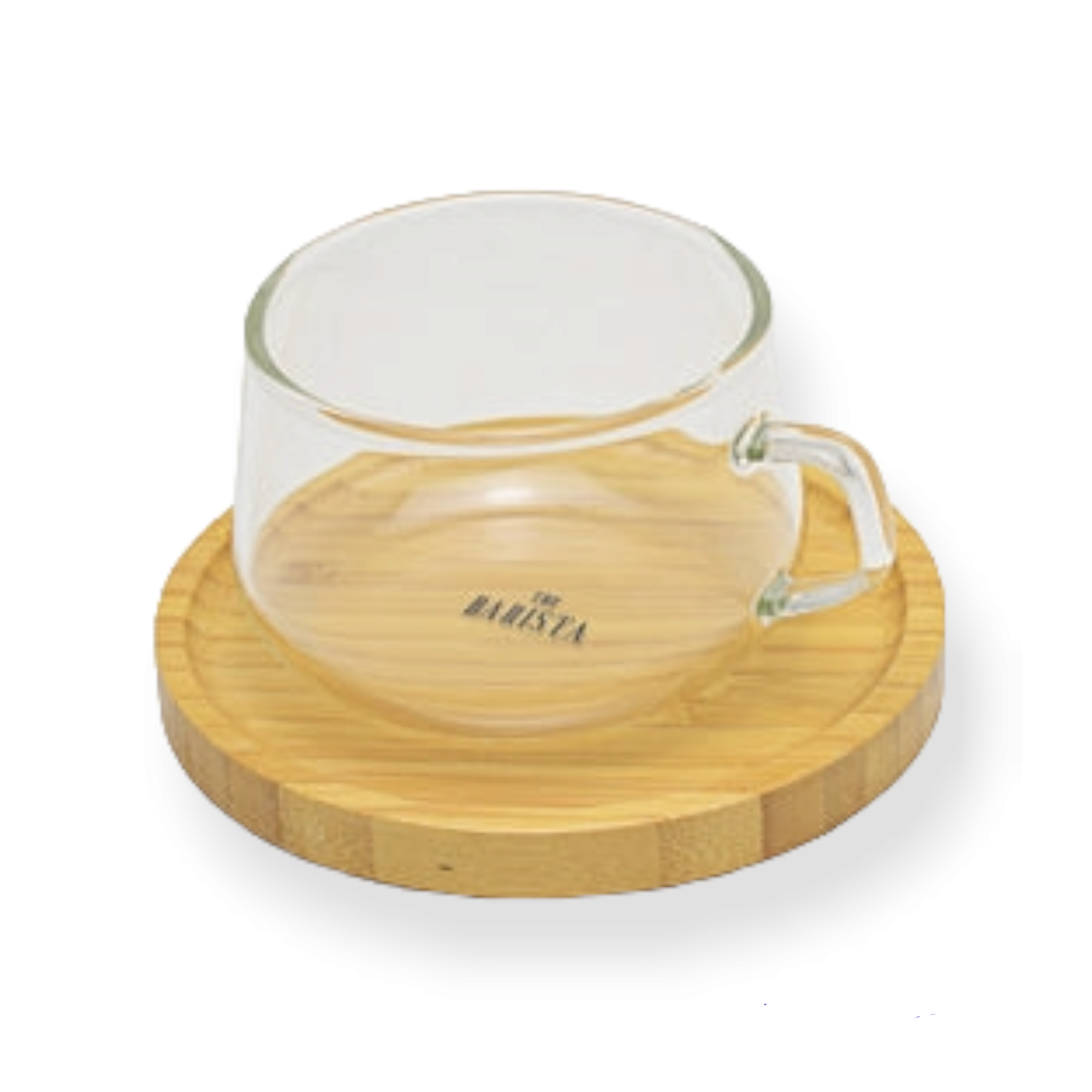 Barista Borosilicate Café Tea-Coffee Cup 230ml with Bamboo Saucer 11405