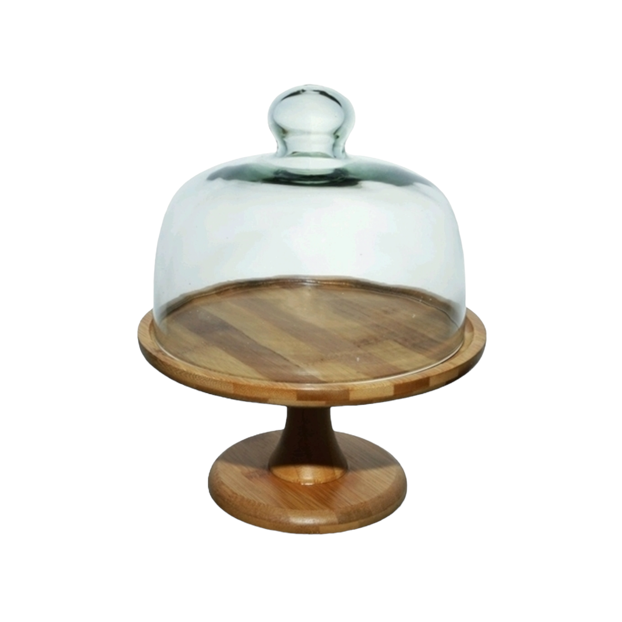 Cake Stand Glass Dome Wood Base 24cm 34554