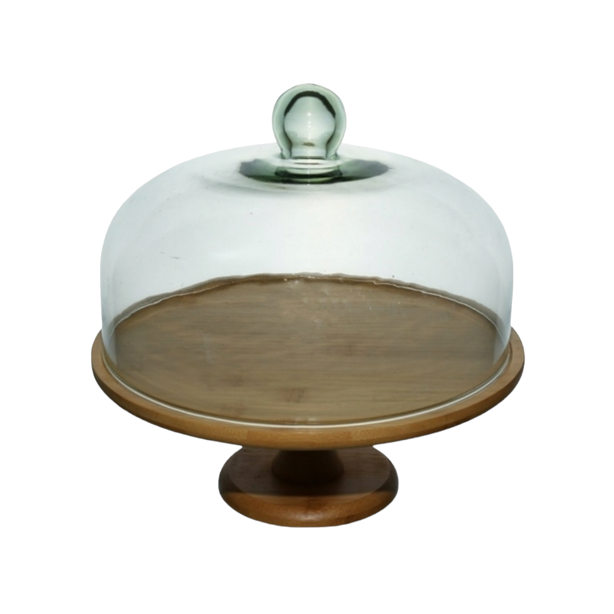 Cake Stand Glass Dome Wood Base 29cm 34552