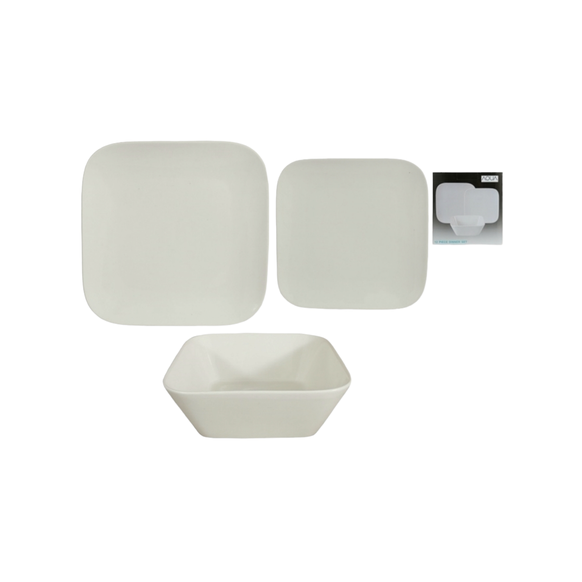 Ceramic Dinner Set White Round Edge 12Pcs 34062