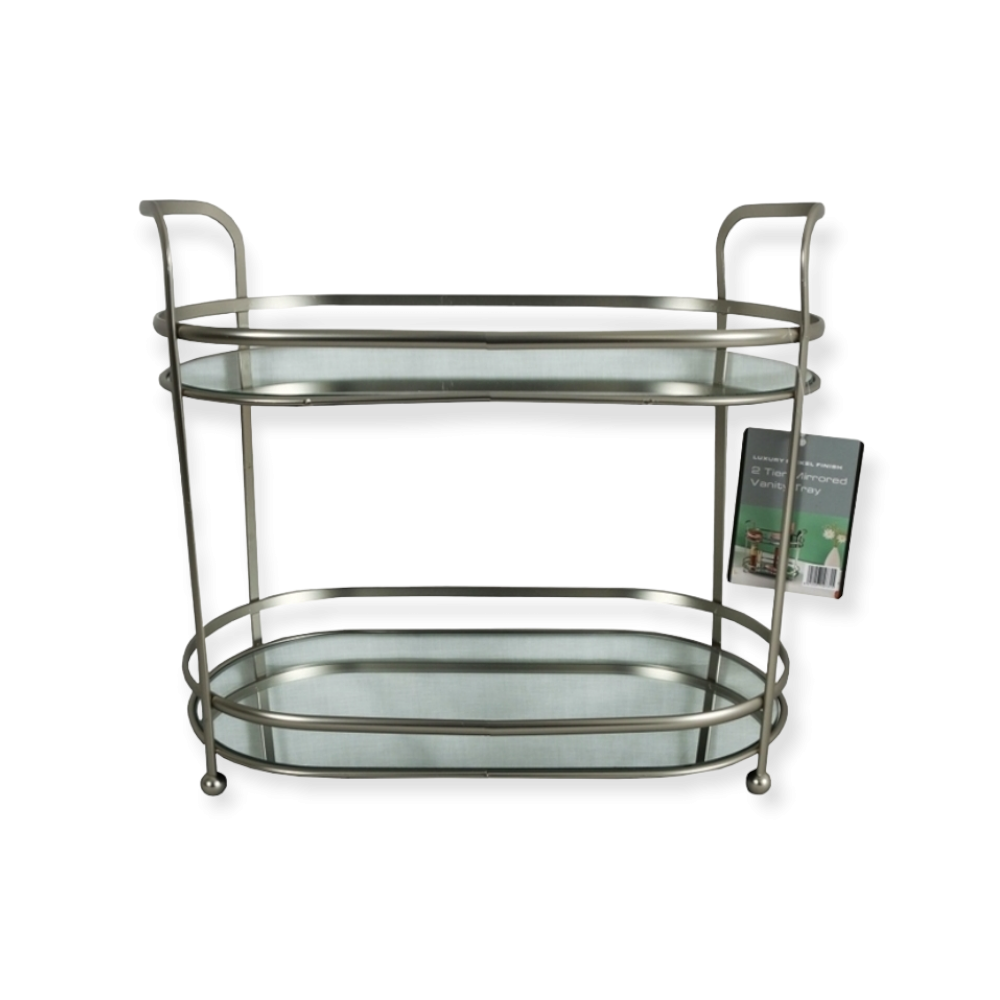 Mirror Tray 2 Tier Nickel Handle Oval 10731