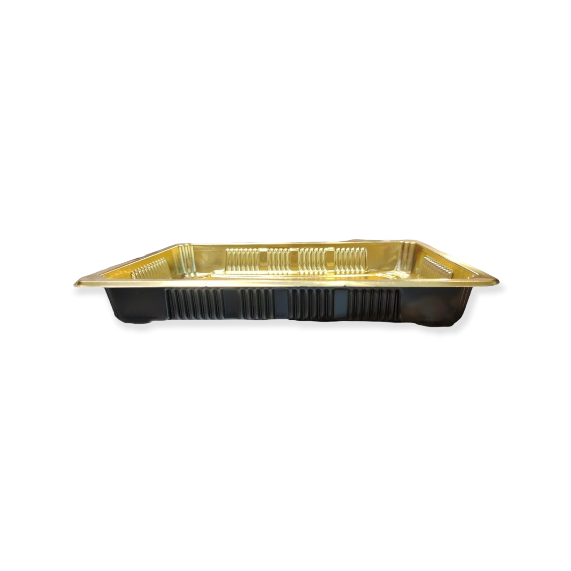 Disposable Biscuit Tray Box Gold with PVC Lid 11x16cm Serving To Go Plastic Container