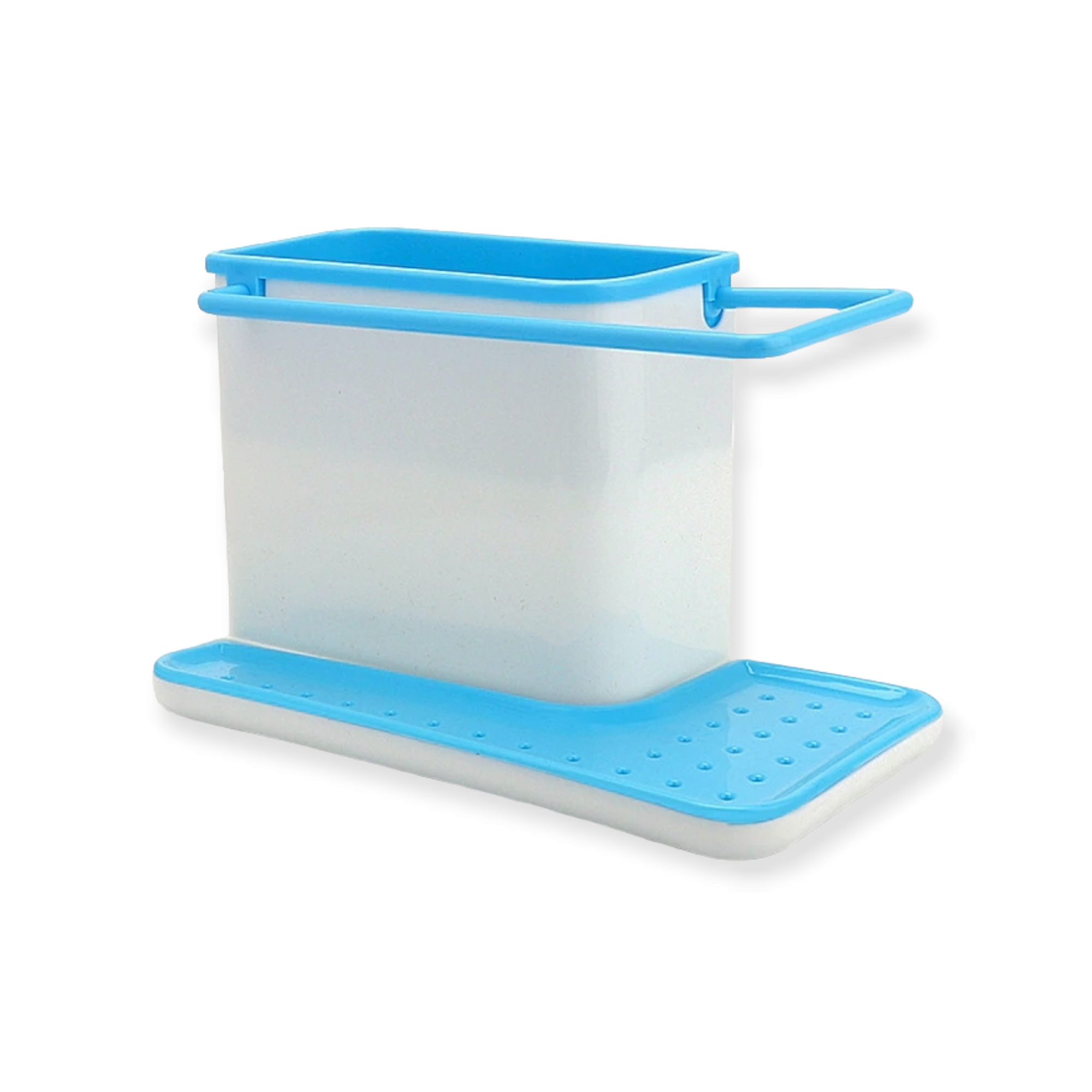 Kitchen Sink Organiser 3 in 1 Plastic Storage Cutlery Rack Blue and White