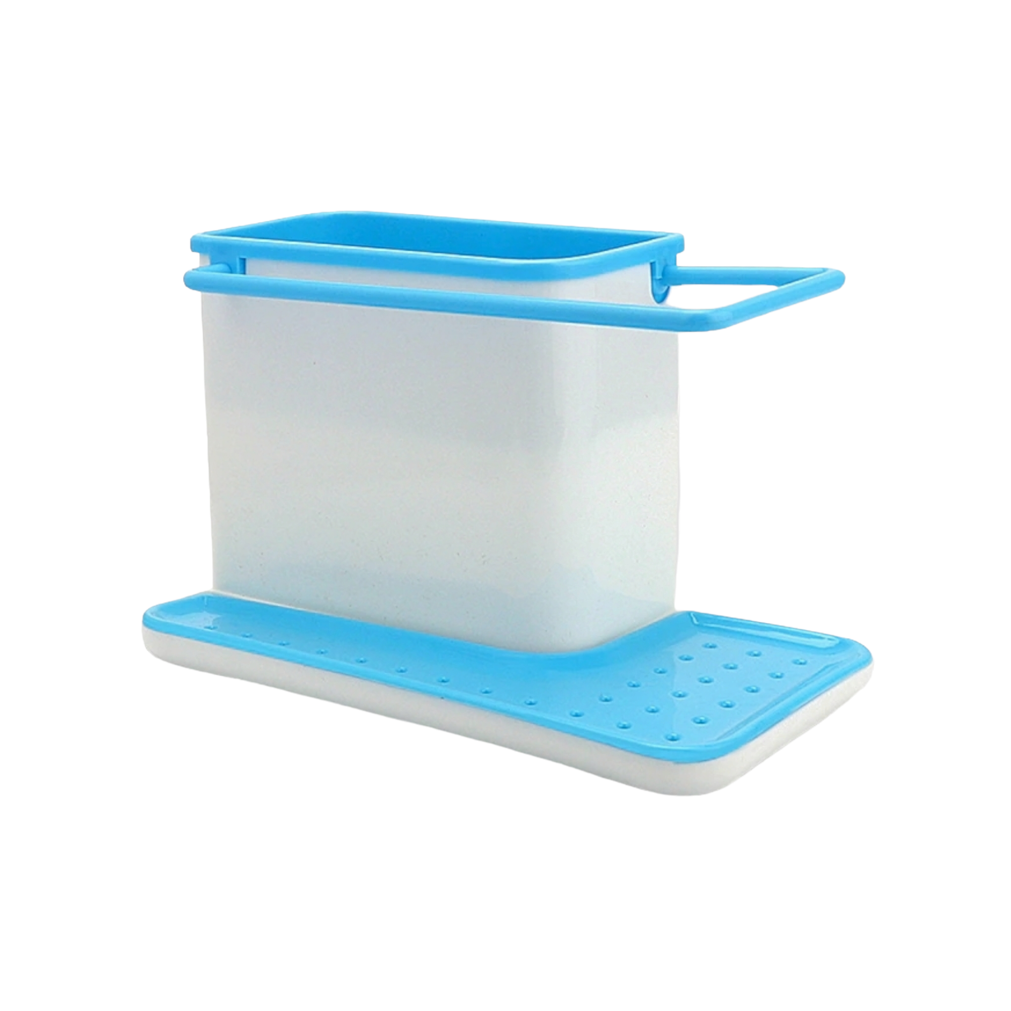 Kitchen Sink Organiser 3 in 1 Plastic Storage Cutlery Rack Blue and White