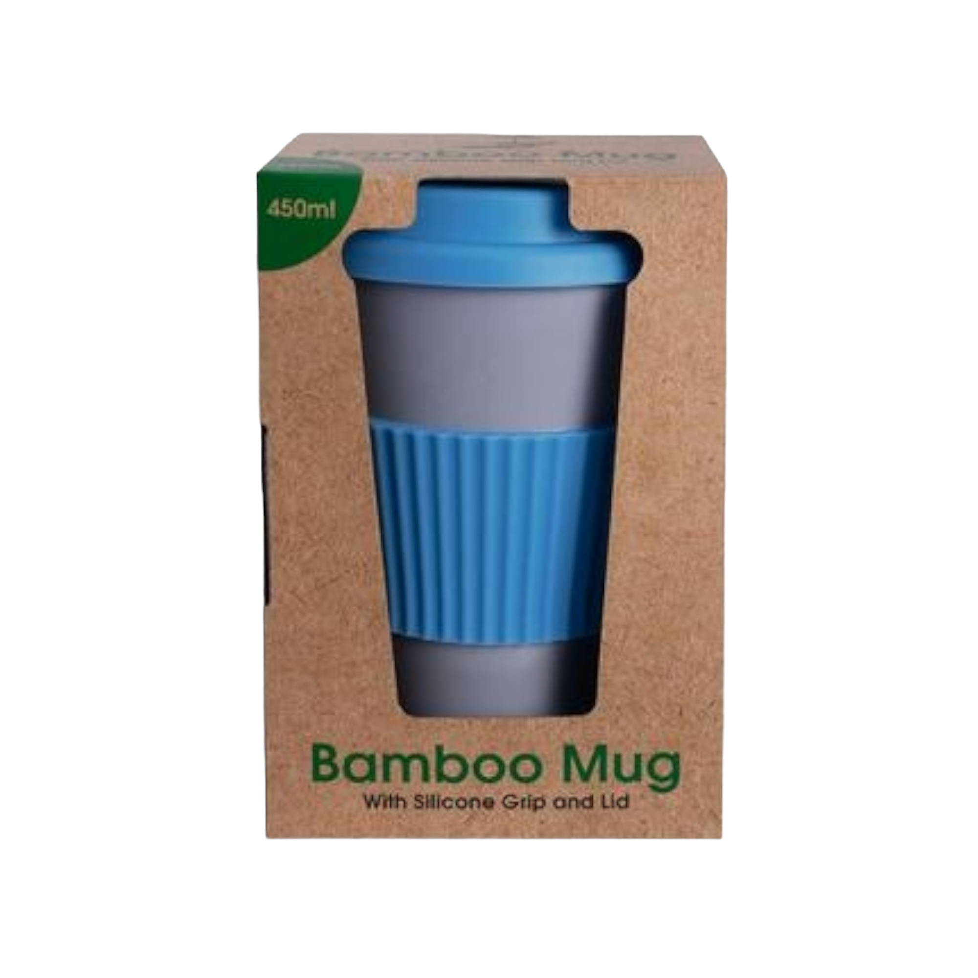 Bamboo Coffee Travel Mug Flask with Lid 7x15cm Blue