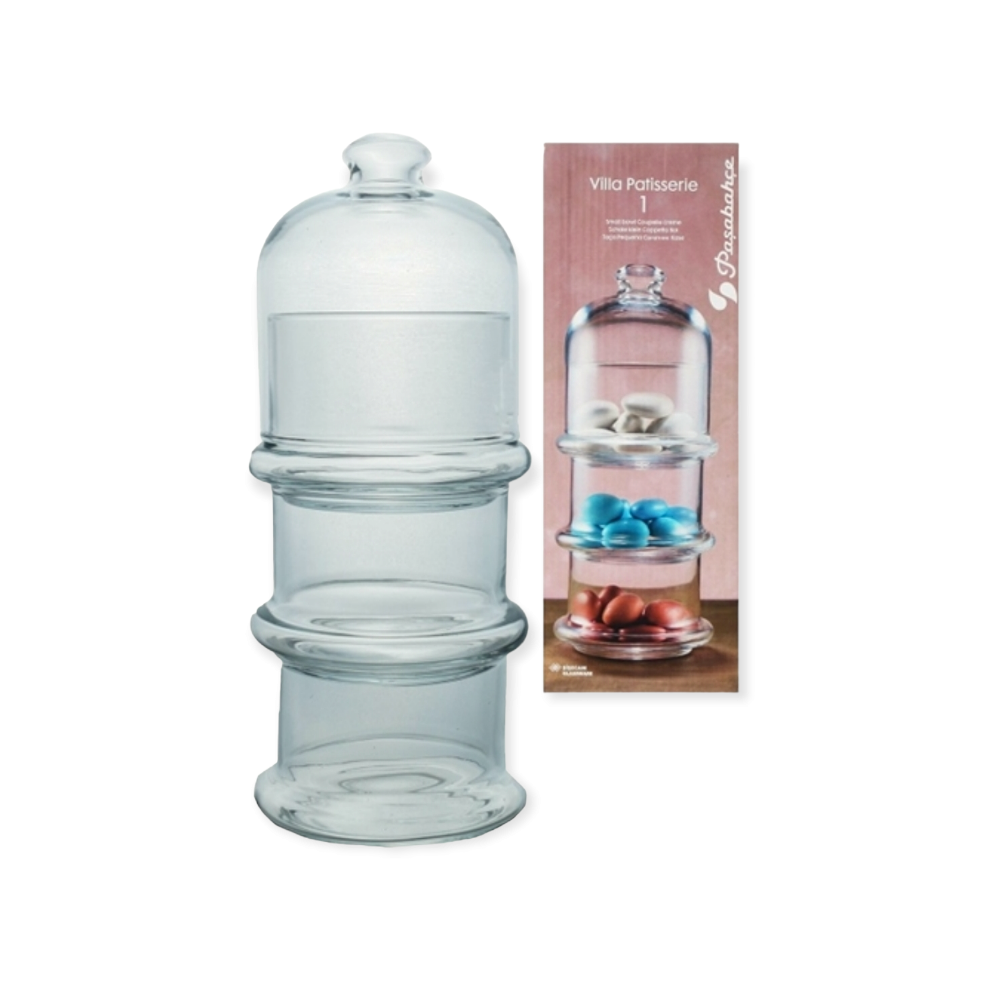 Pasabahce Villa Patiserrie Bowl 3-Tier Glass Dome Jar 22.9x9cm 24010