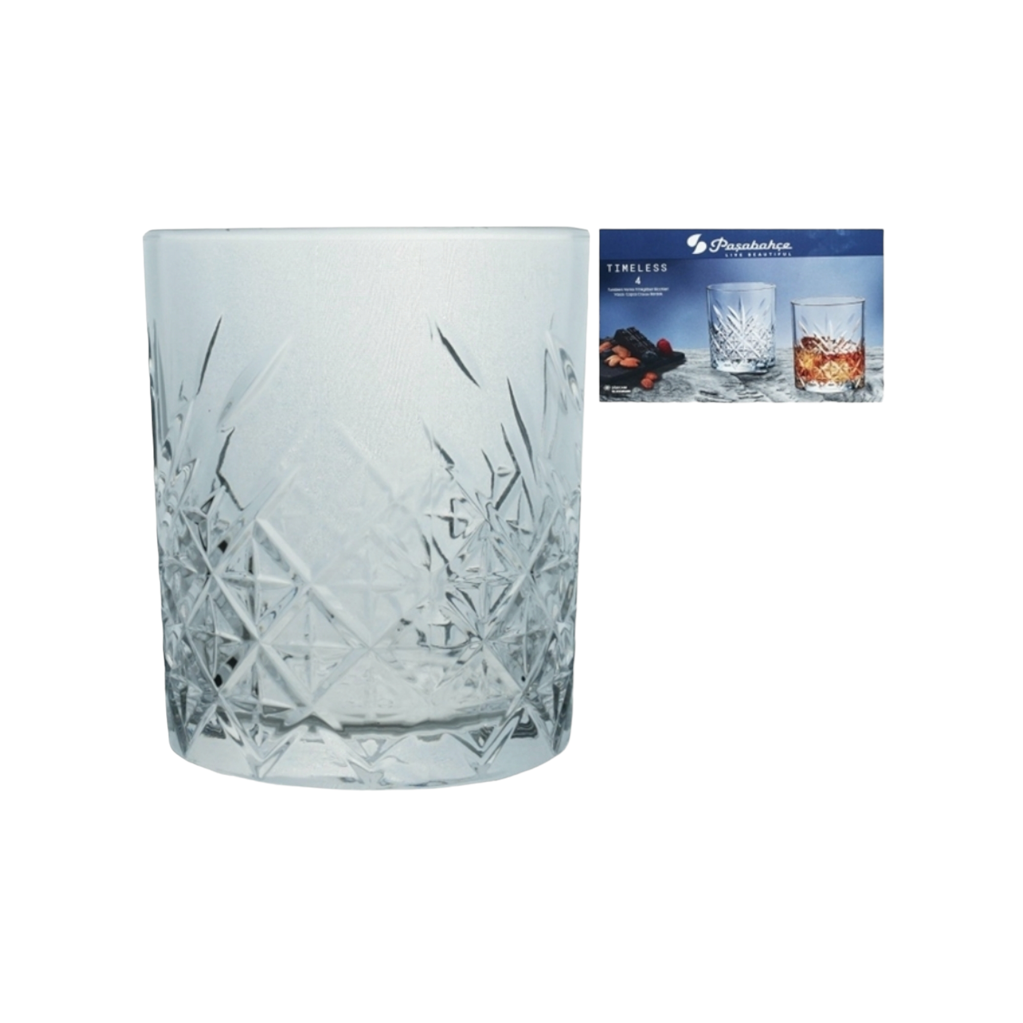Pasabahce Timeless Glass Tumbler 420ml Whisky 4pack 24028