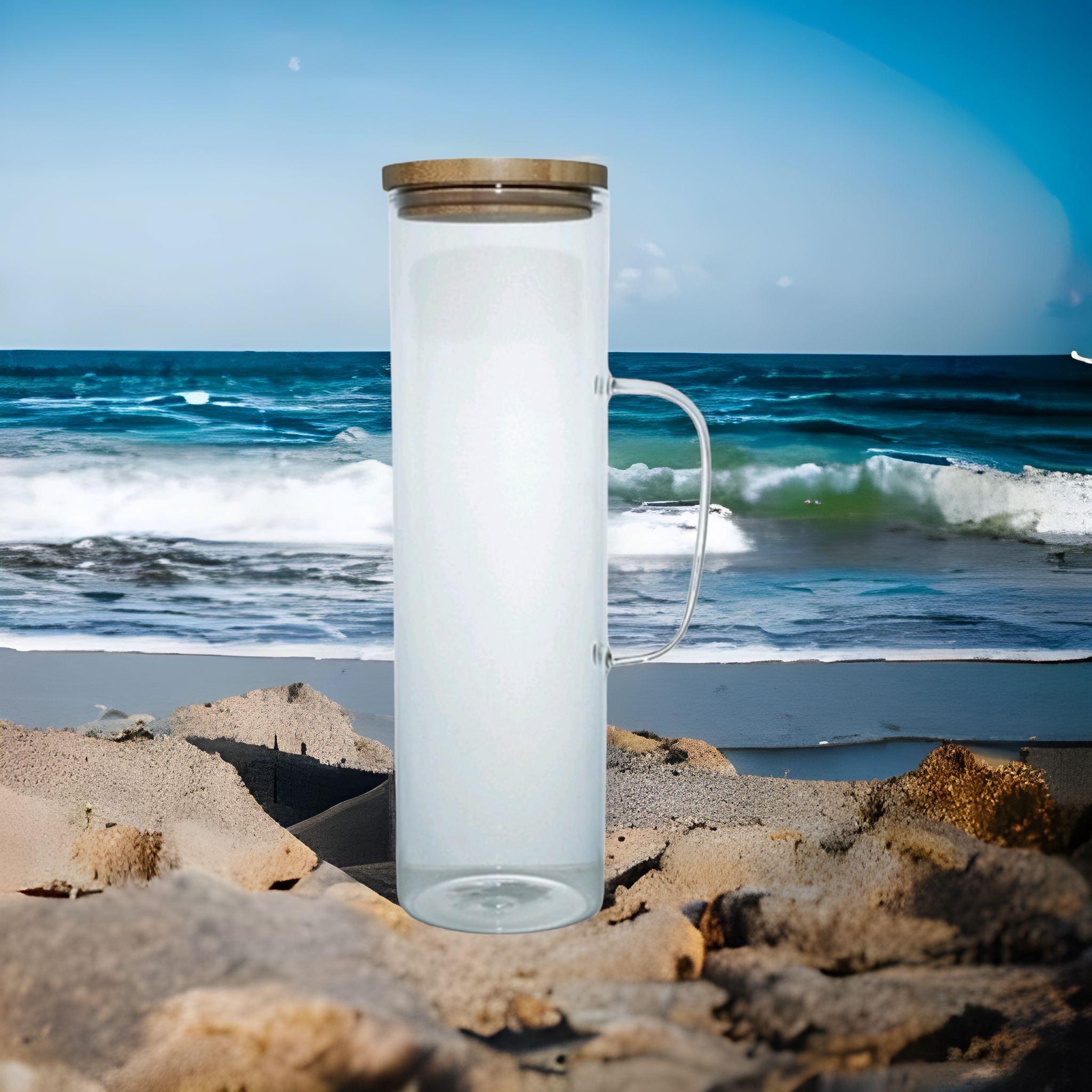 Pasabahce Glass Water Jug with Handle and Bamboo Lid 1.6L 27295