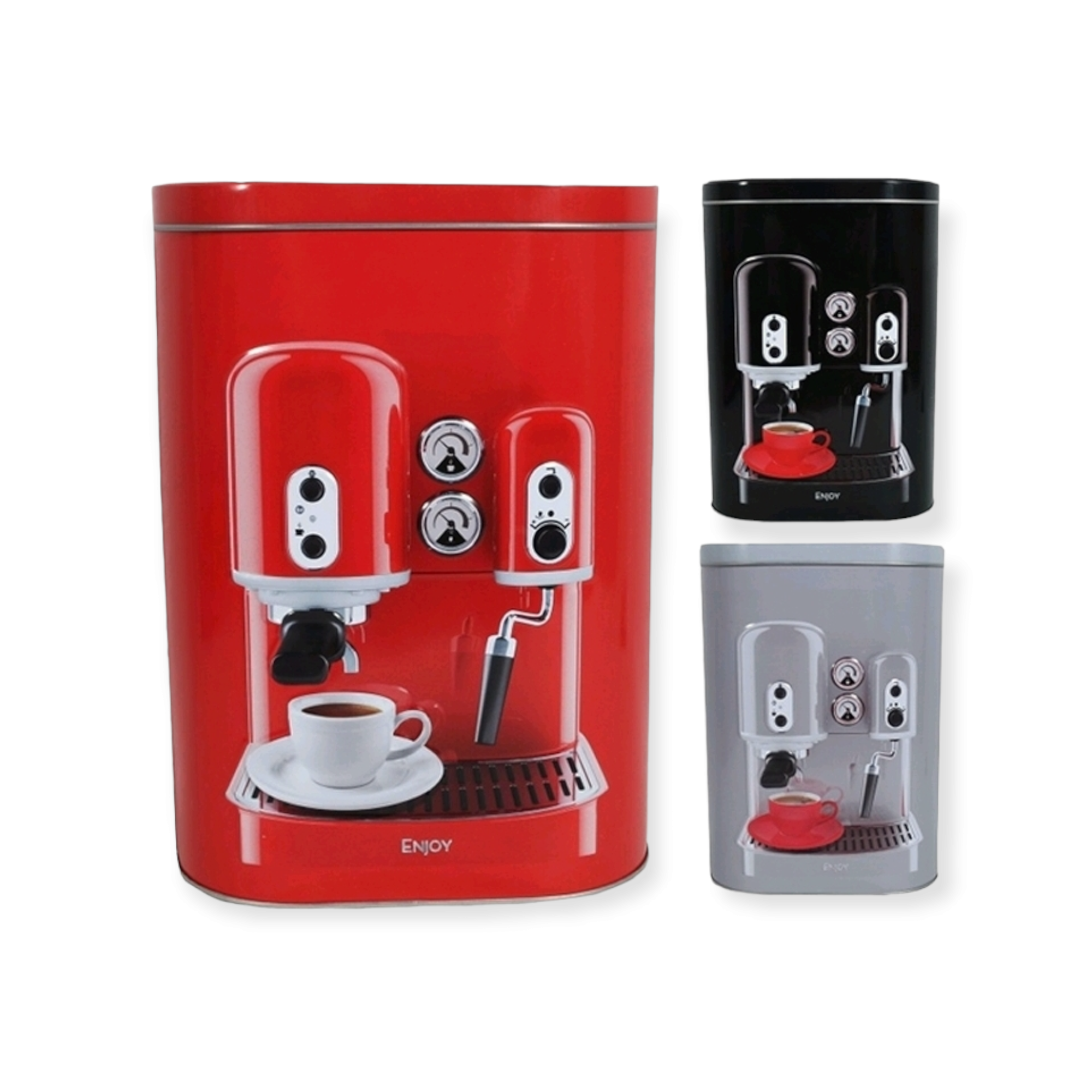 Retro Coffee Machine Tin Canister Food Storage Container Kitchen Jar Holder 13151