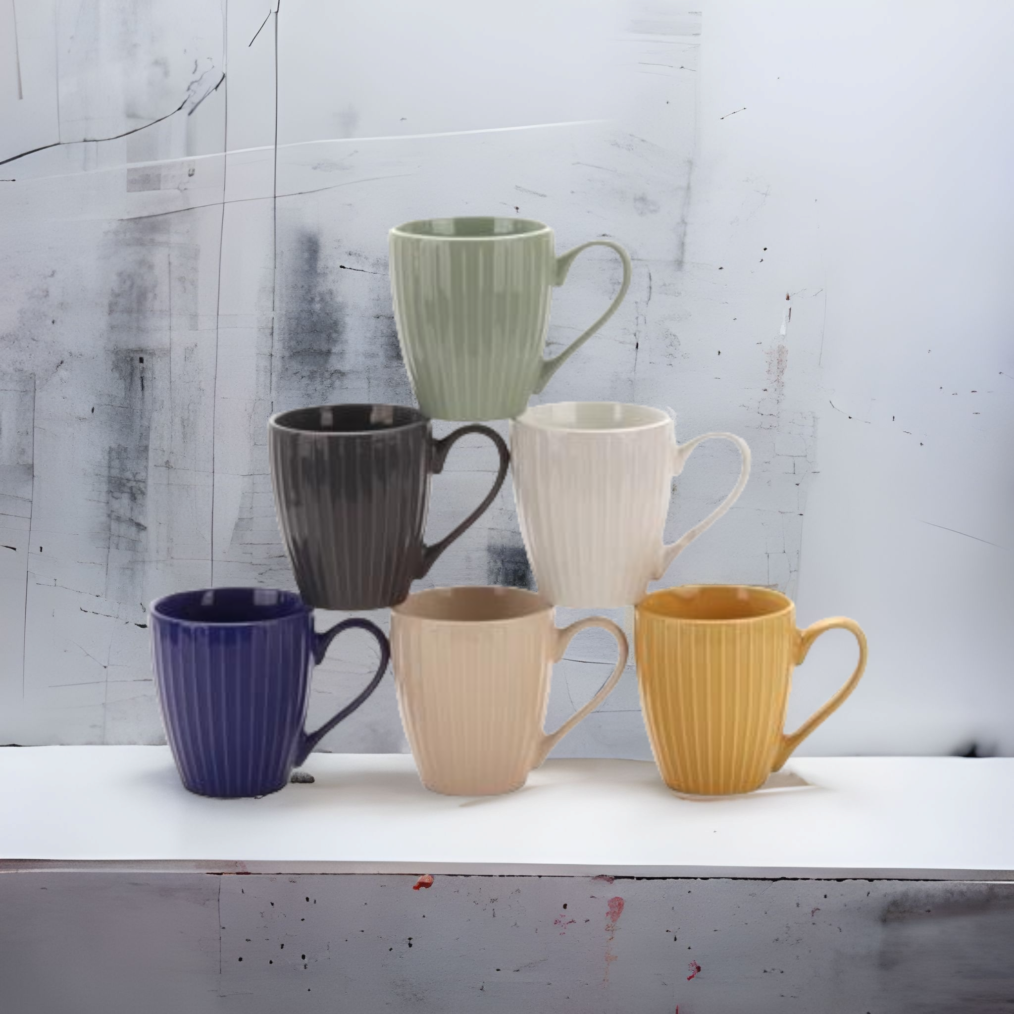 Ceramic Ribbed Coffee Mug 350ml 30632
