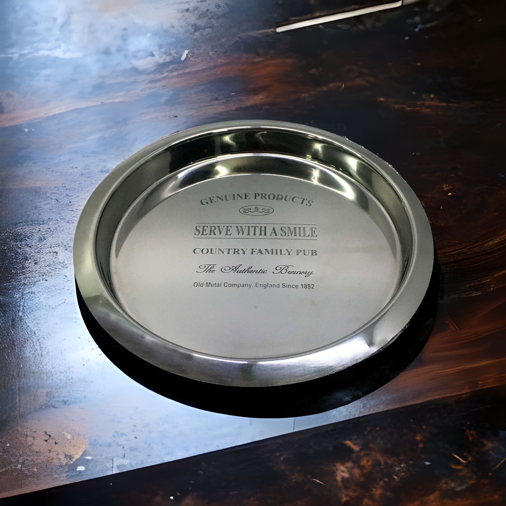 Bar Butler Serving Tray 36cm Round Stainless Steel