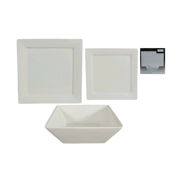 Ceramic Dinner Set White Square Edge 12Pcs 34063