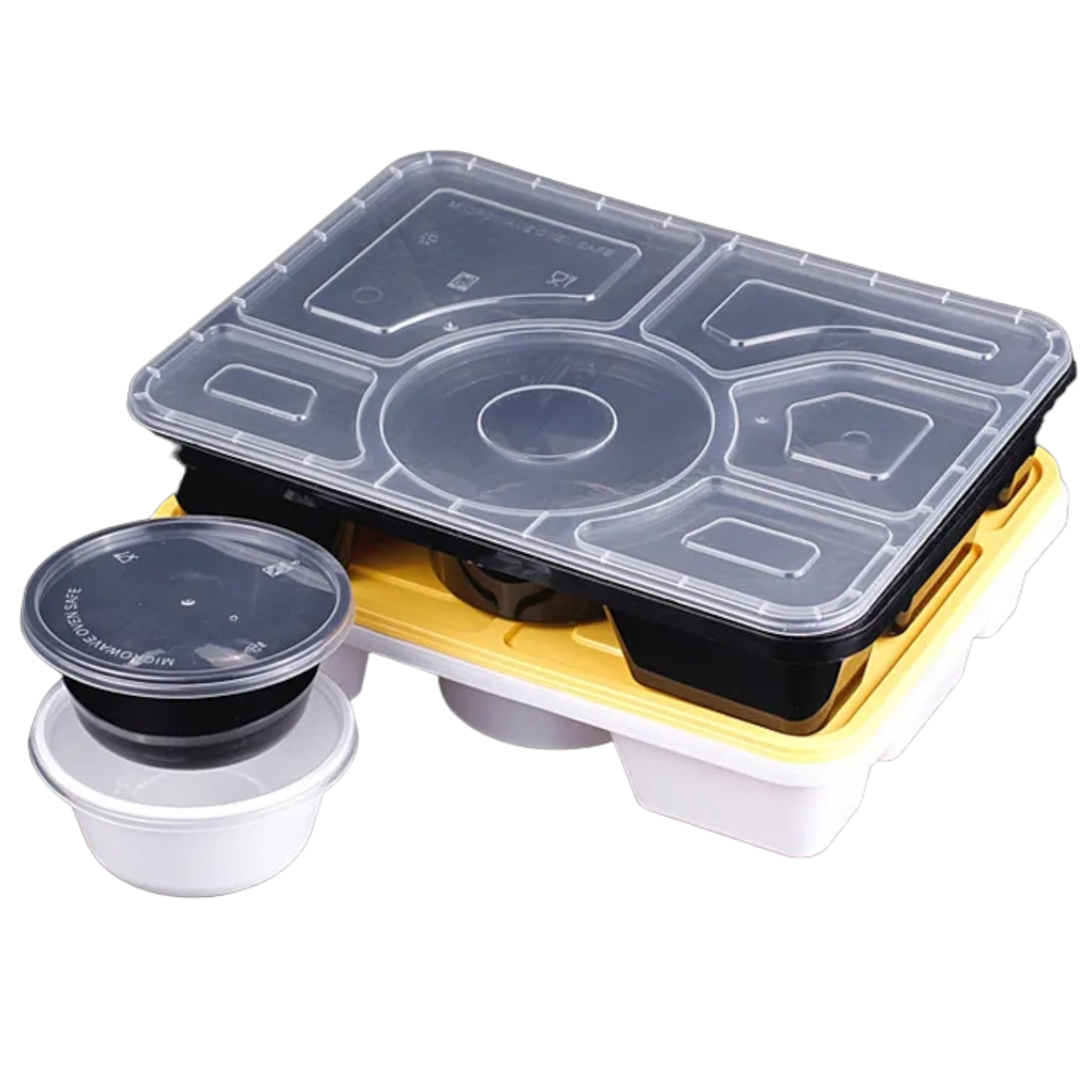 Takeaway Lunch Box 6-Division with Clear PVC Lid 26x22x5cm