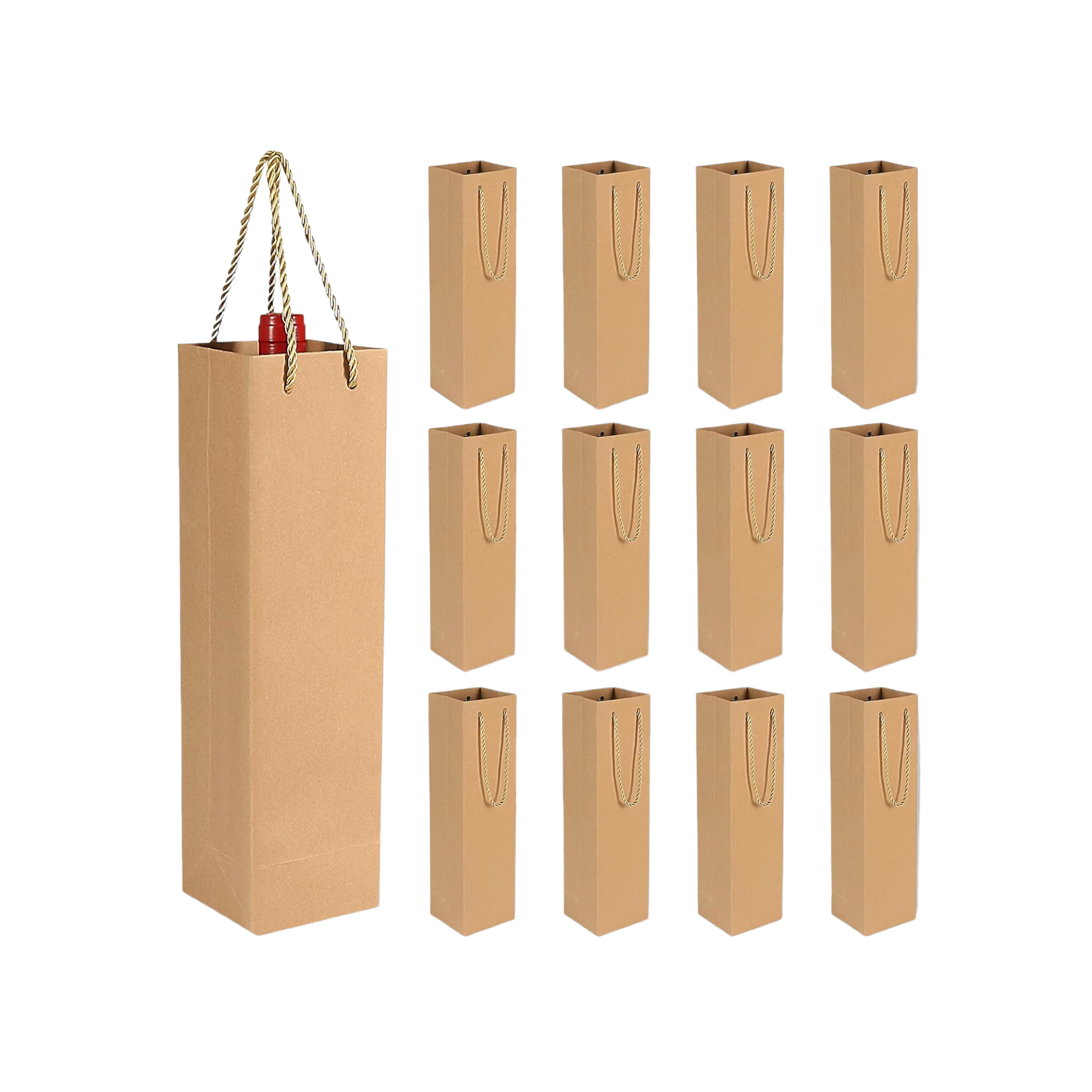 Kraft Gift Bottle Bag Brown 11x36x10cm