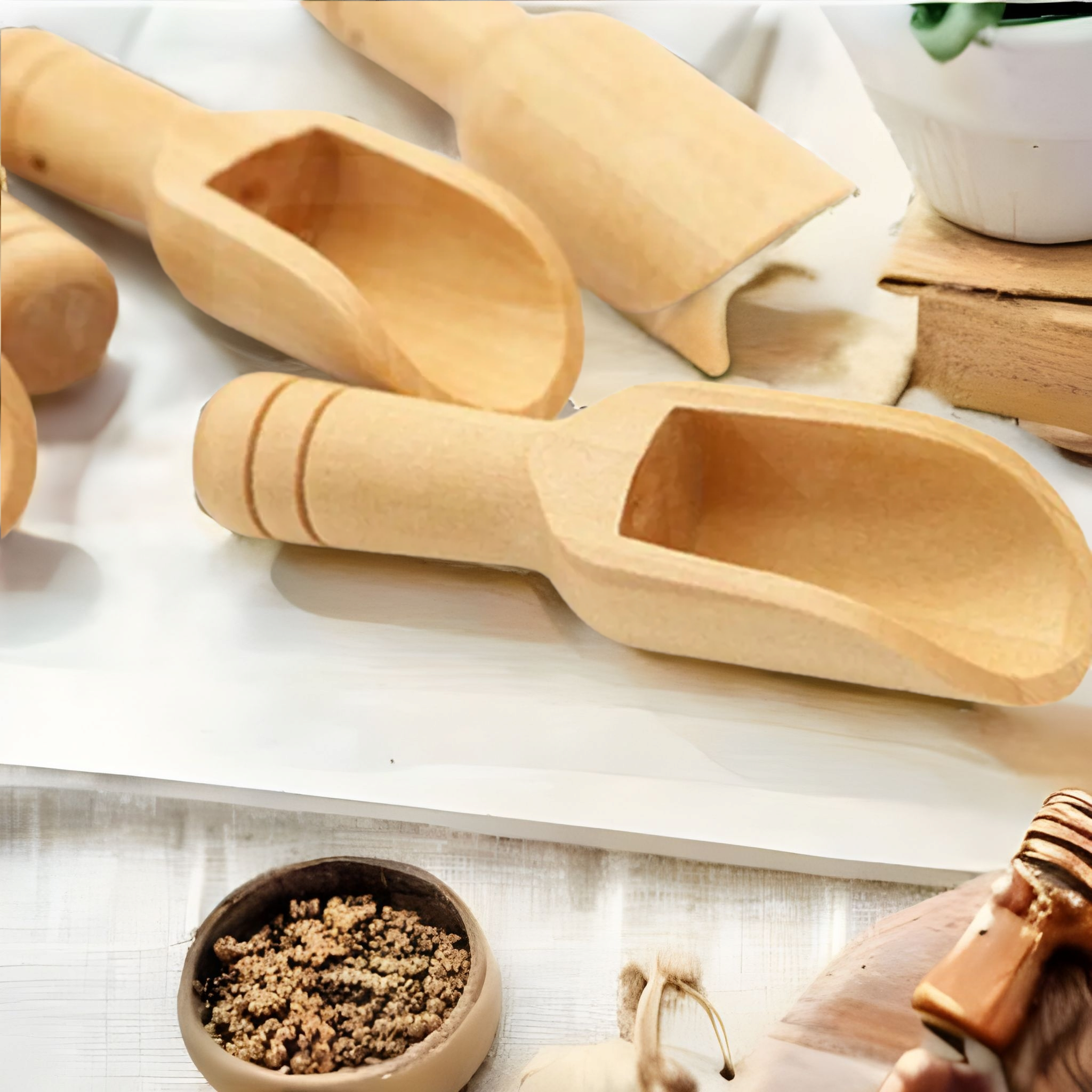 Wooden Mini Scoop Spoon Bath Salt 9x1cm 5pack
