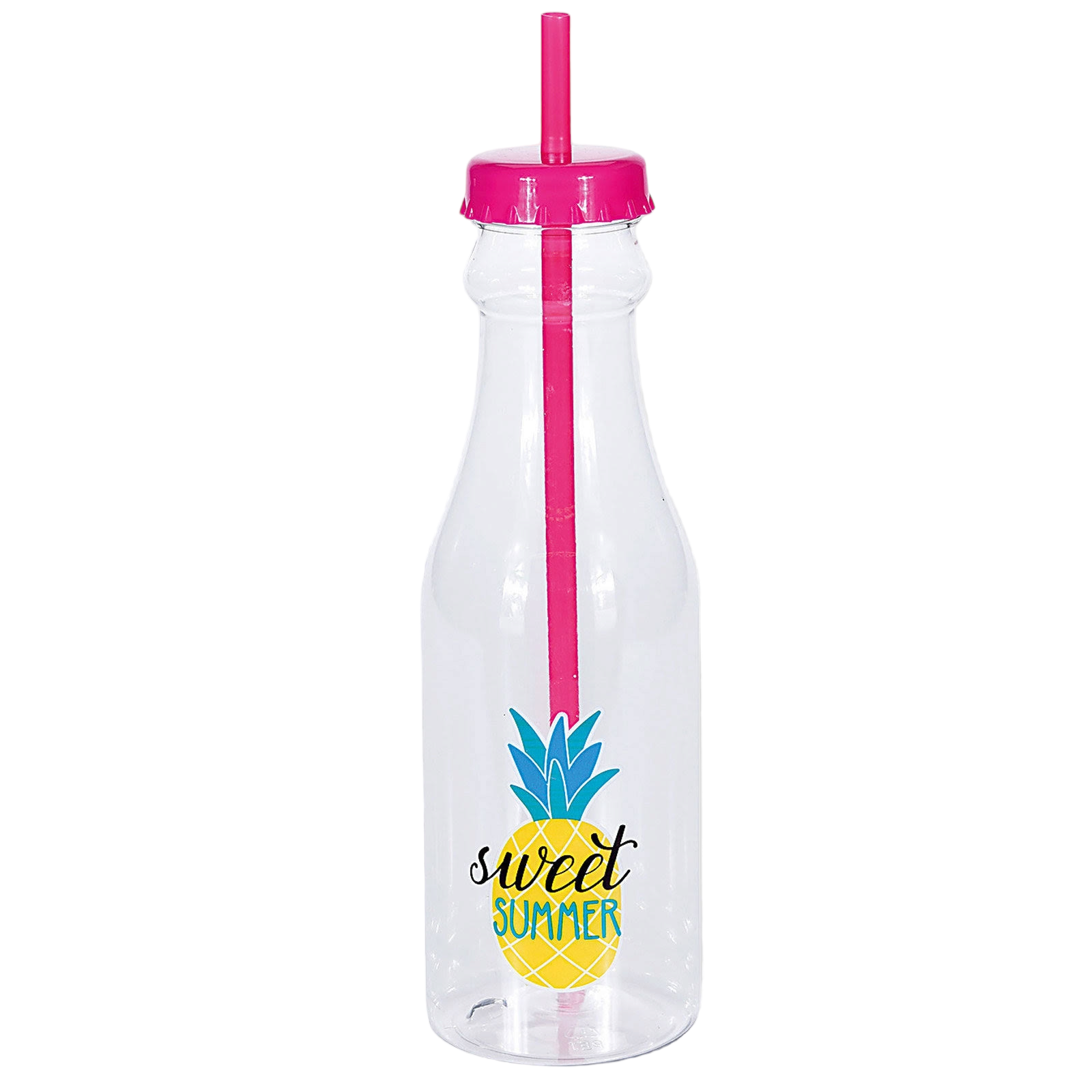 Plastic Smoothie Bottle 650ml with Lid and Straw