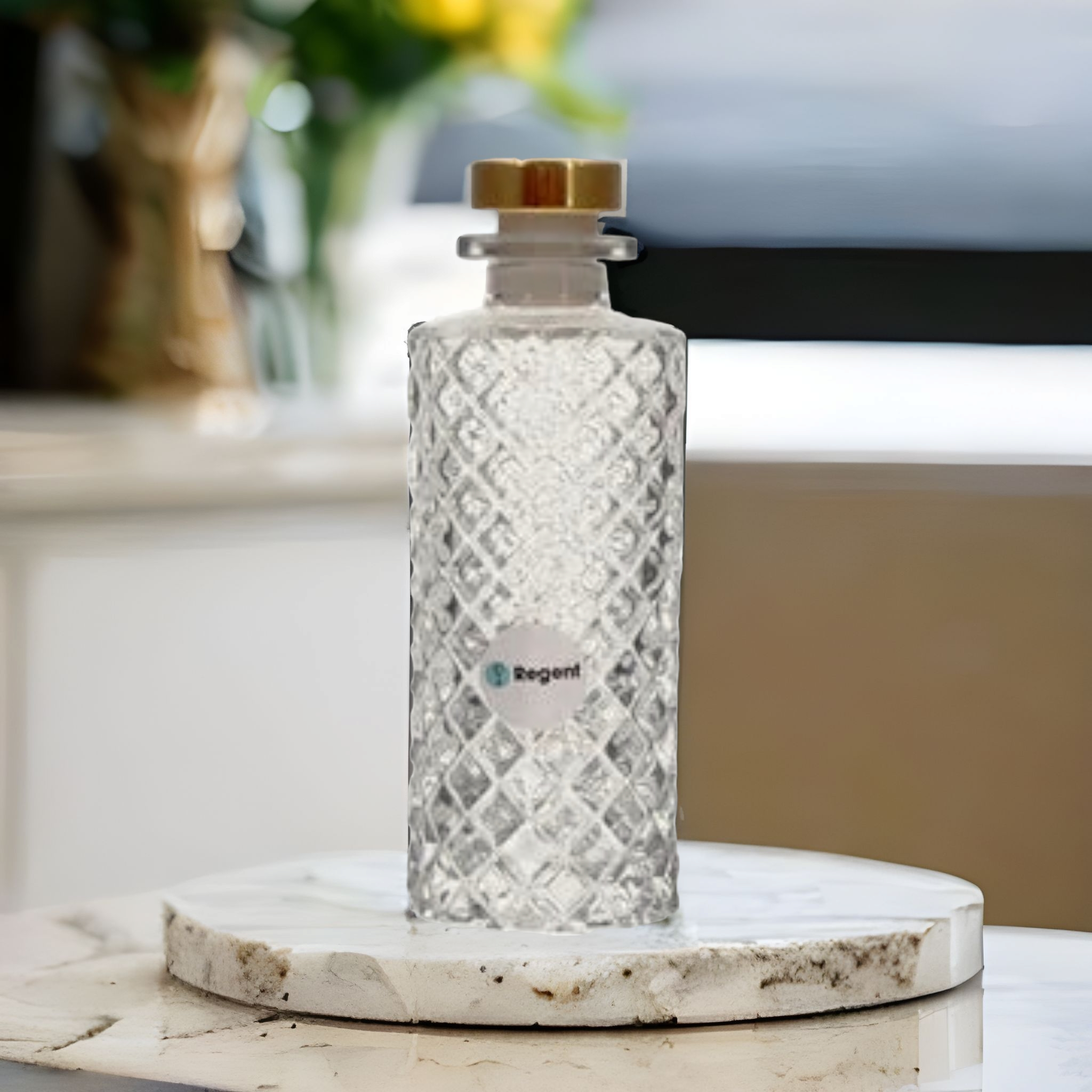 Regent 150ml Glass Ribbed Perfume Bottle with Rose Gold Plastic Stopper 10778