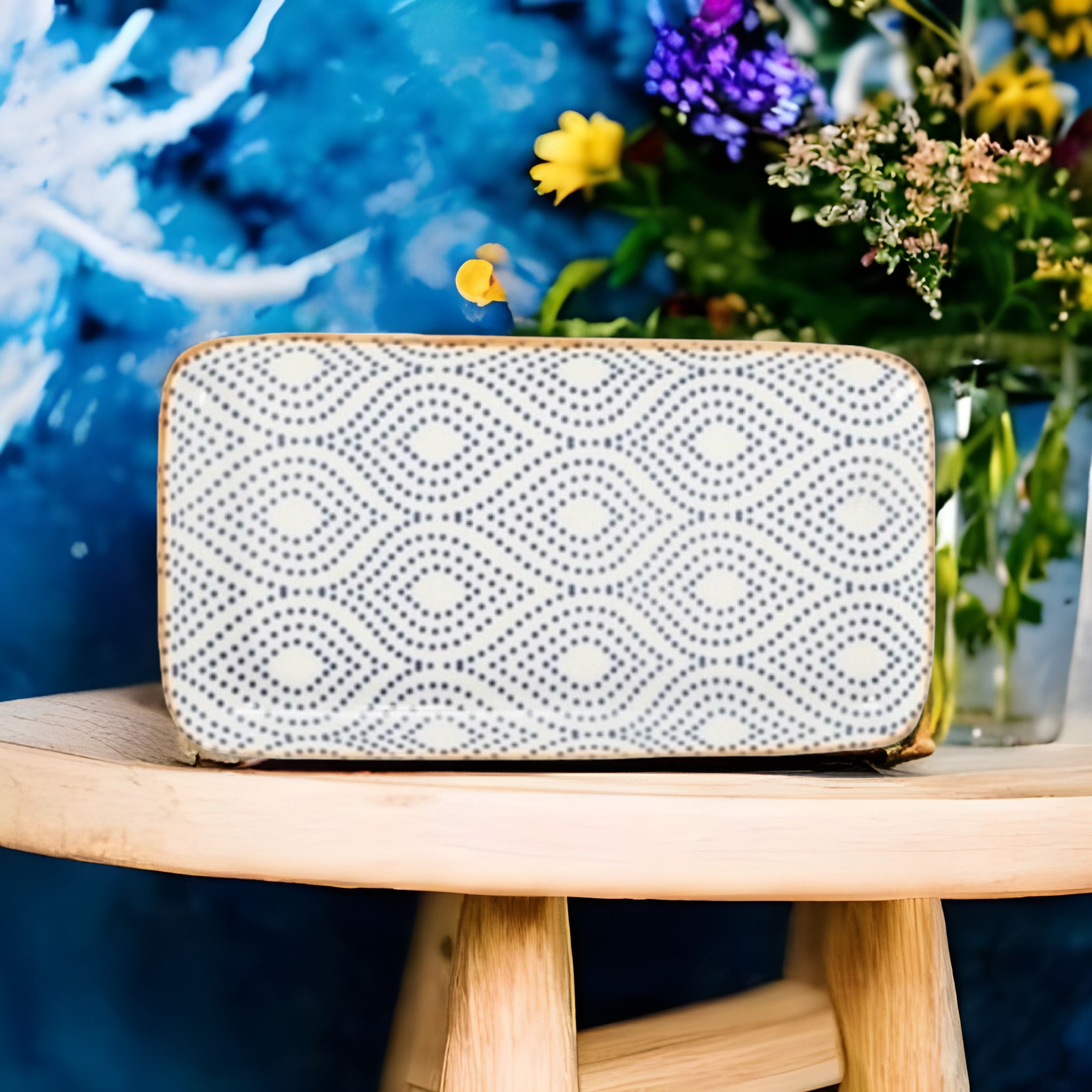 Cermic Ethnic Dinner Serving Plate 8inch 20cm Rectangular 32510