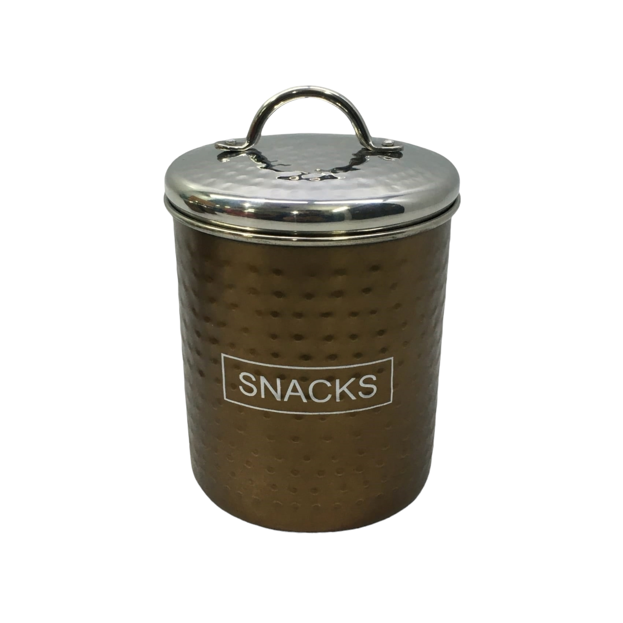 Storage Canister Snack Tin 10x12cm Hammered Finish Stainless Steel