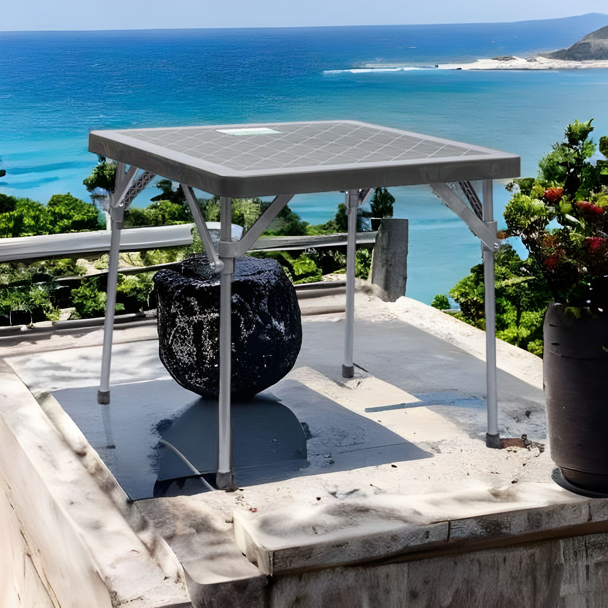 Tia Plastic Collapsible Table Black 4-Seater