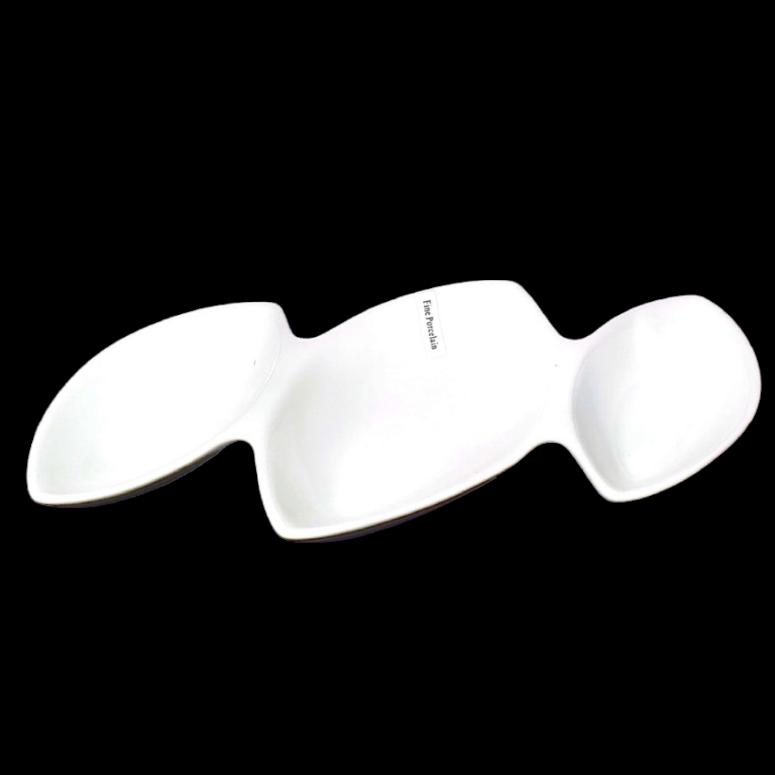 3-Division Ceramic White Oval Plate 11inch