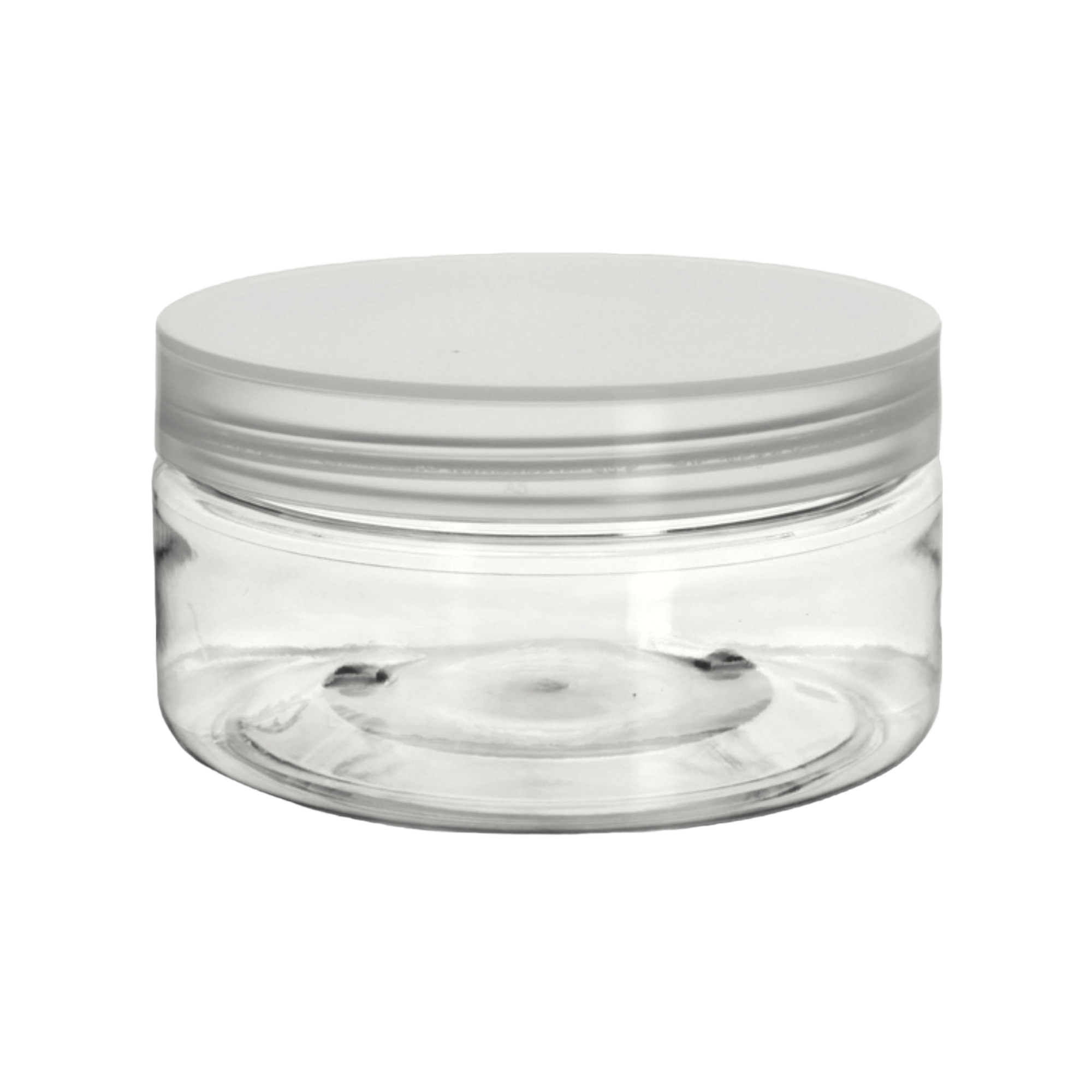 50ml PET Plastic Cosmetic Jar Low Profile with Lid Crystal Clear