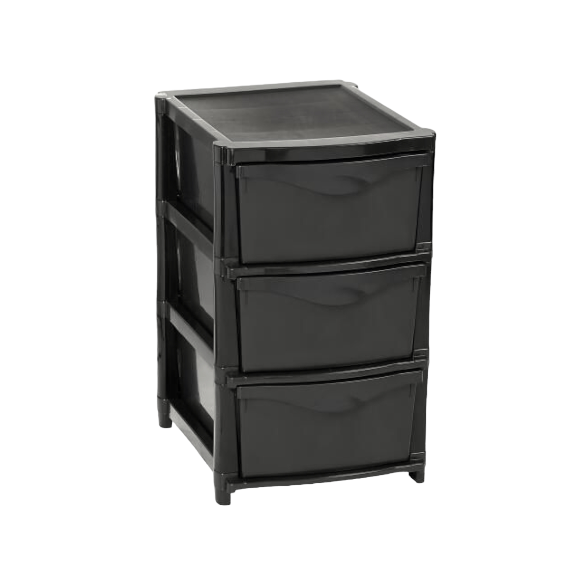 3 Drawer Plastic Storage Unit Gloss Black Jo0779bl