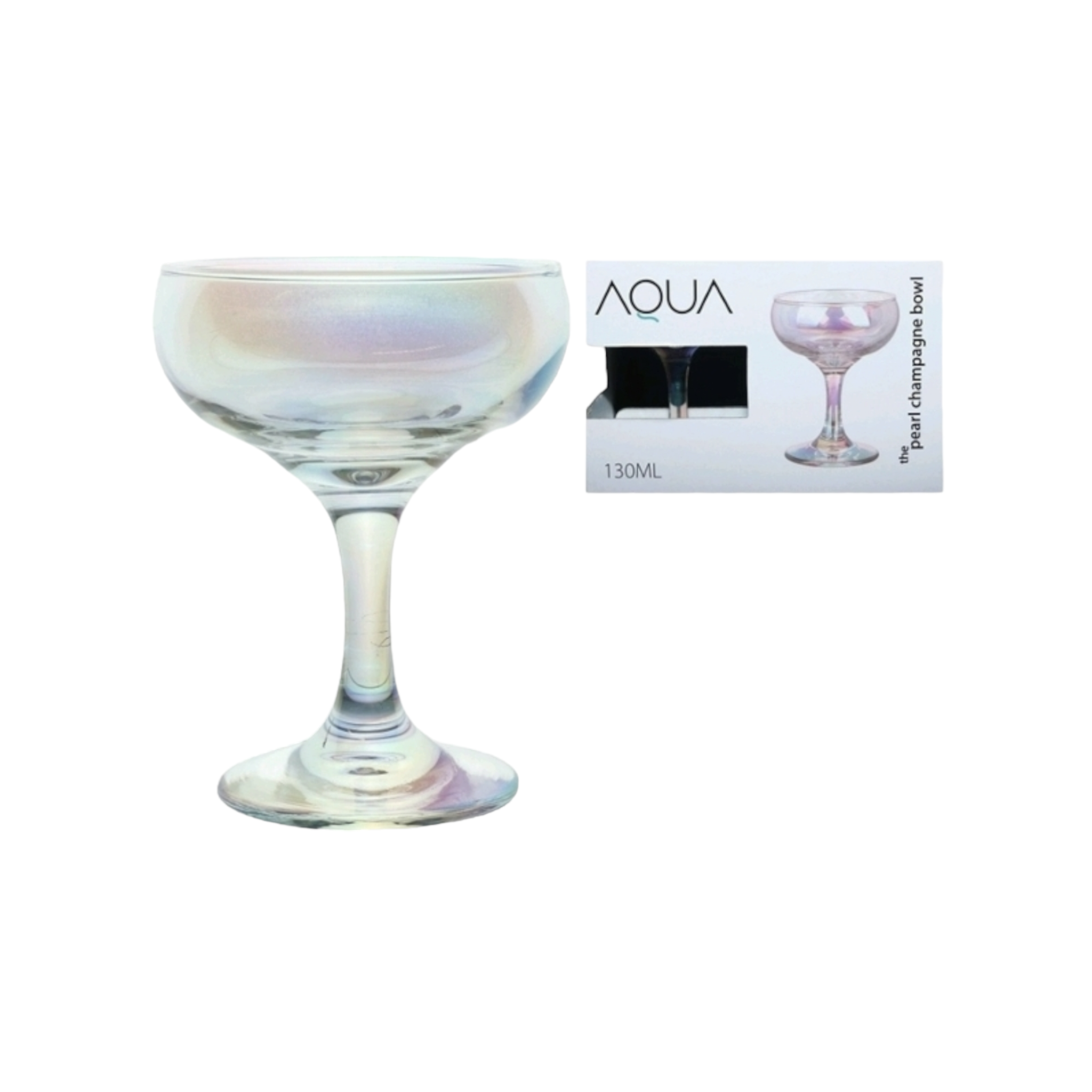 Aqua Pearl Shot Stemmed 130ml Champagne Glass 2pack