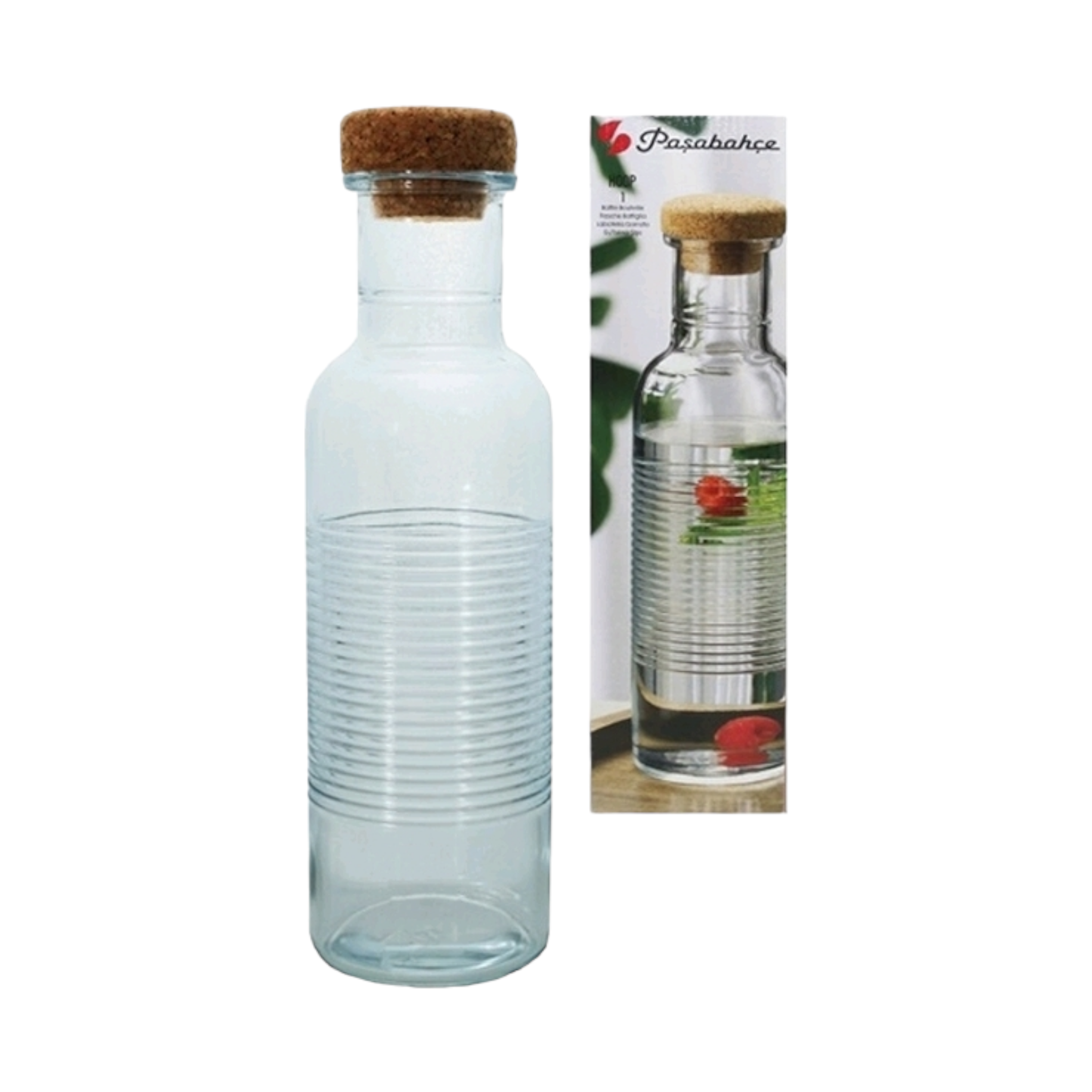Pasabahce 1L Hoop Fridge Water Bottle with Cork Lid
